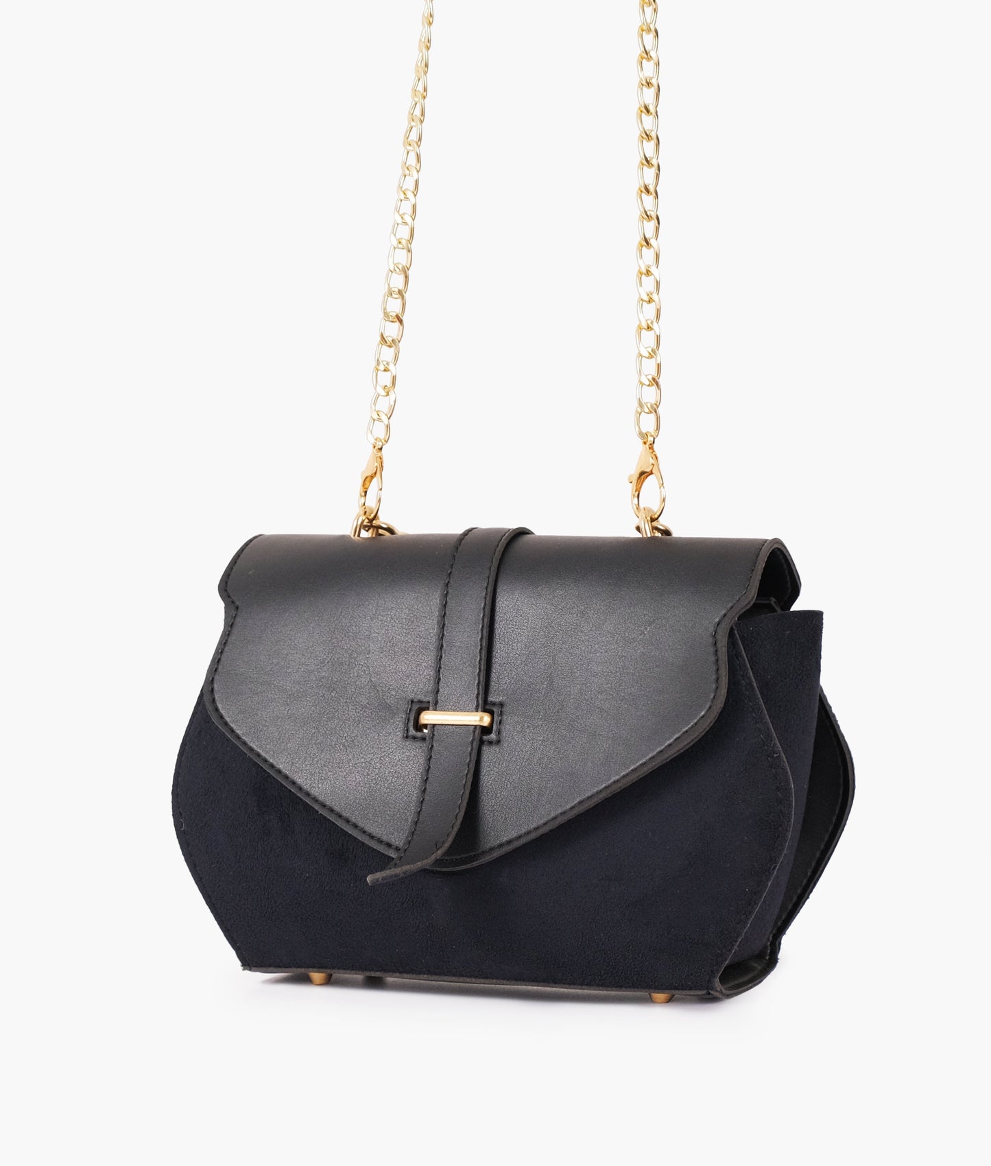 Black top-handle hexagon bag
