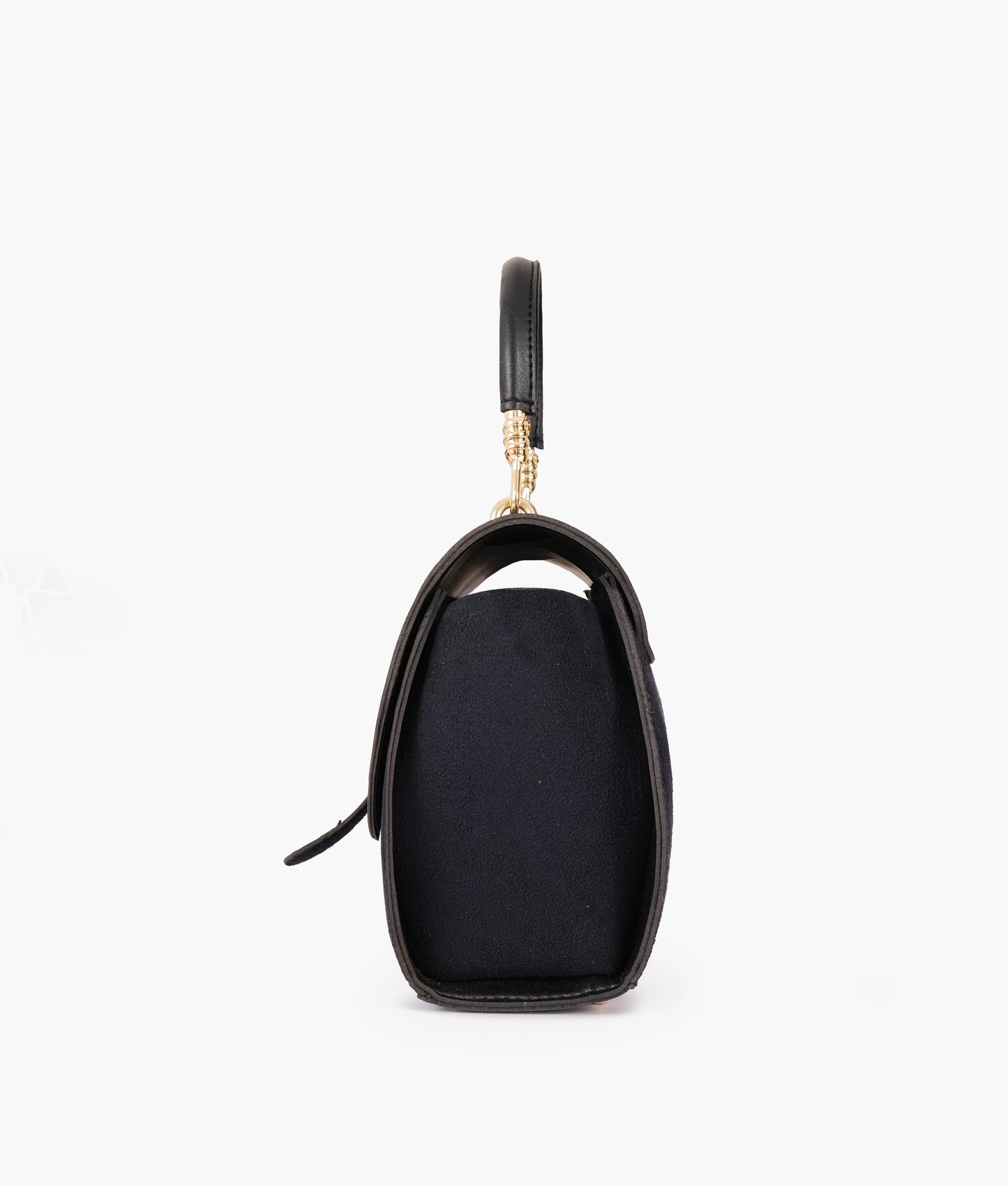 Black top-handle hexagon bag