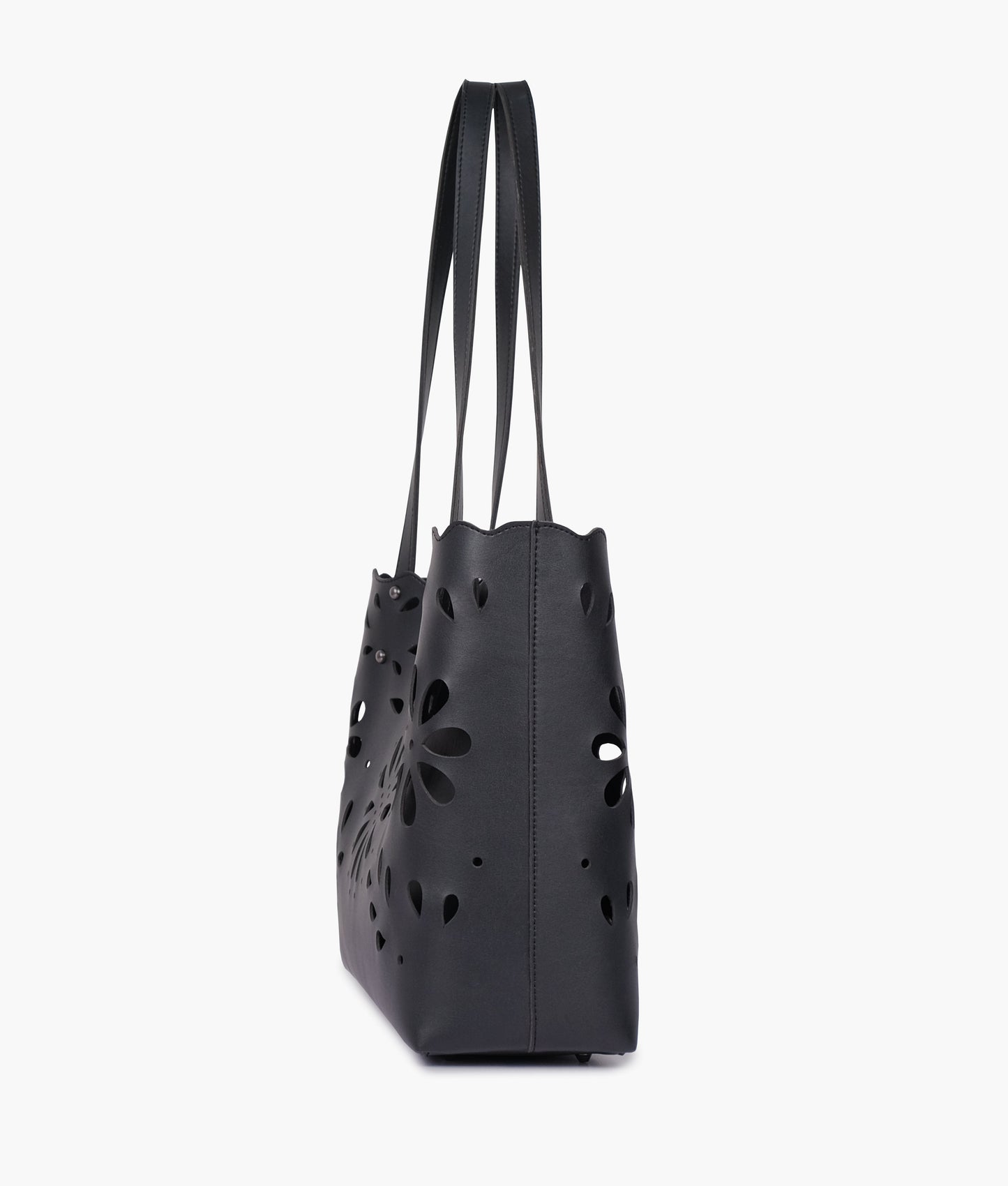 Black two-piece floral tote