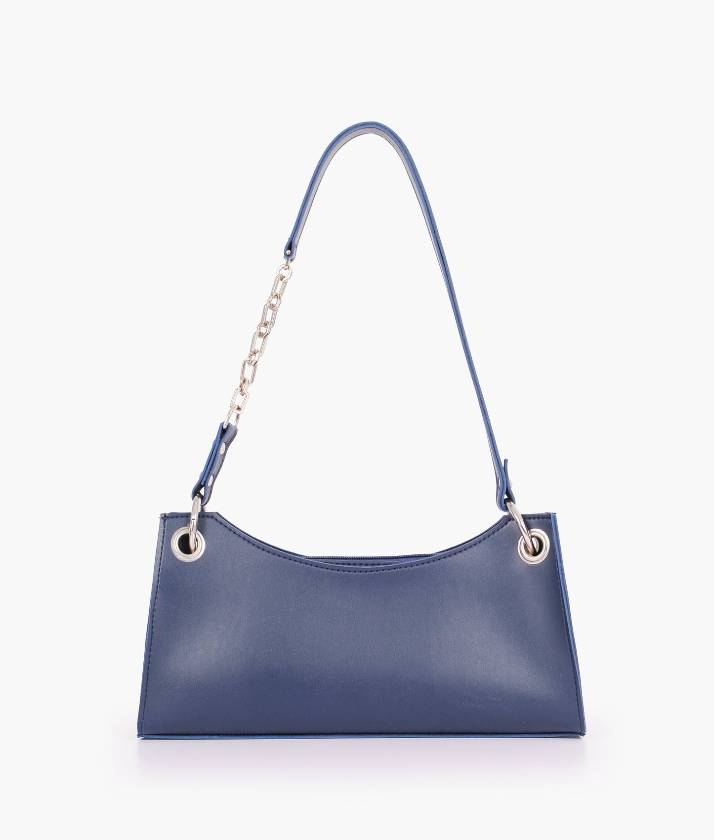 Blue elongated chain handle purse