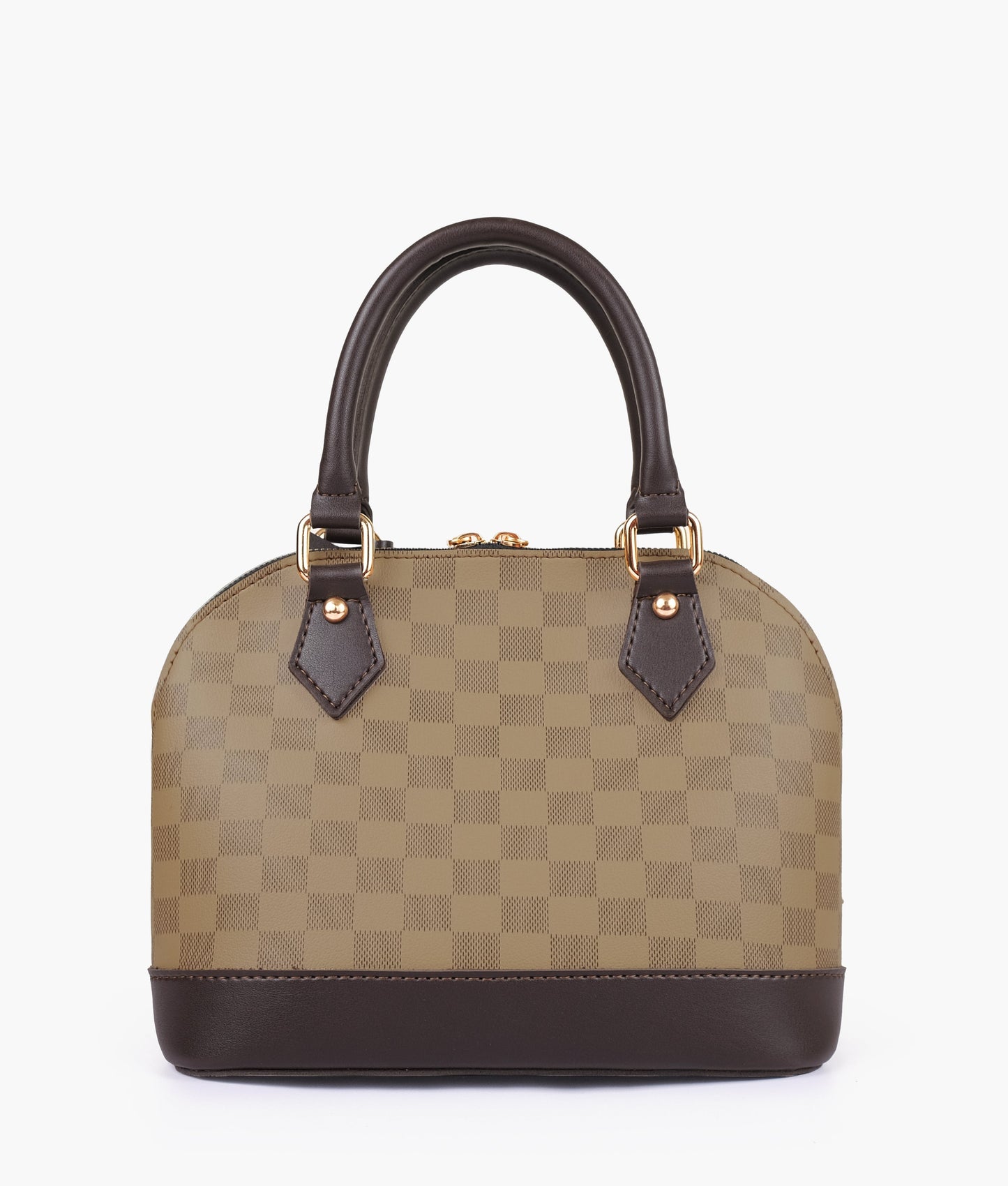 Brown dome satchel handbag