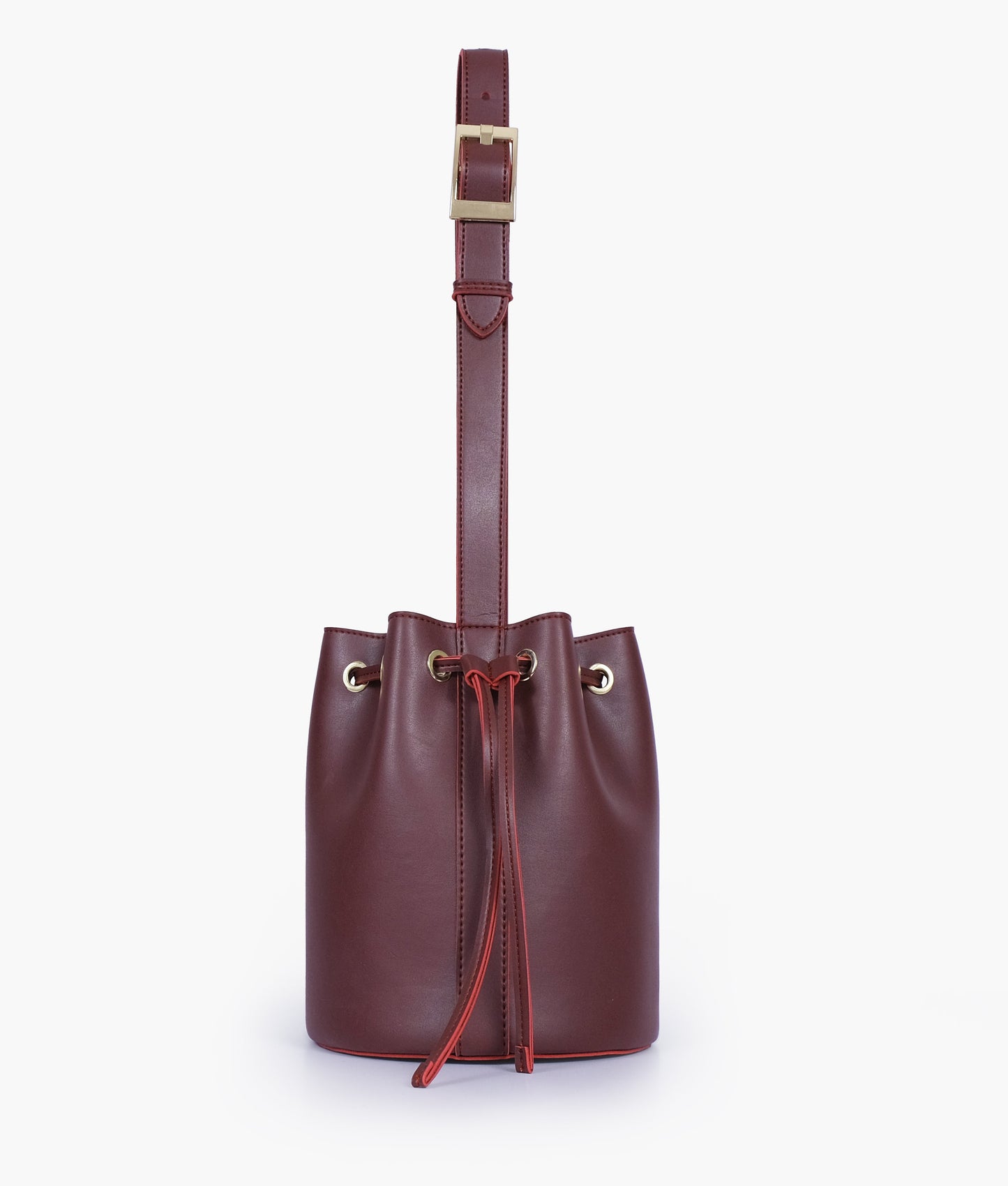 Burgundy loop handle bucket bag