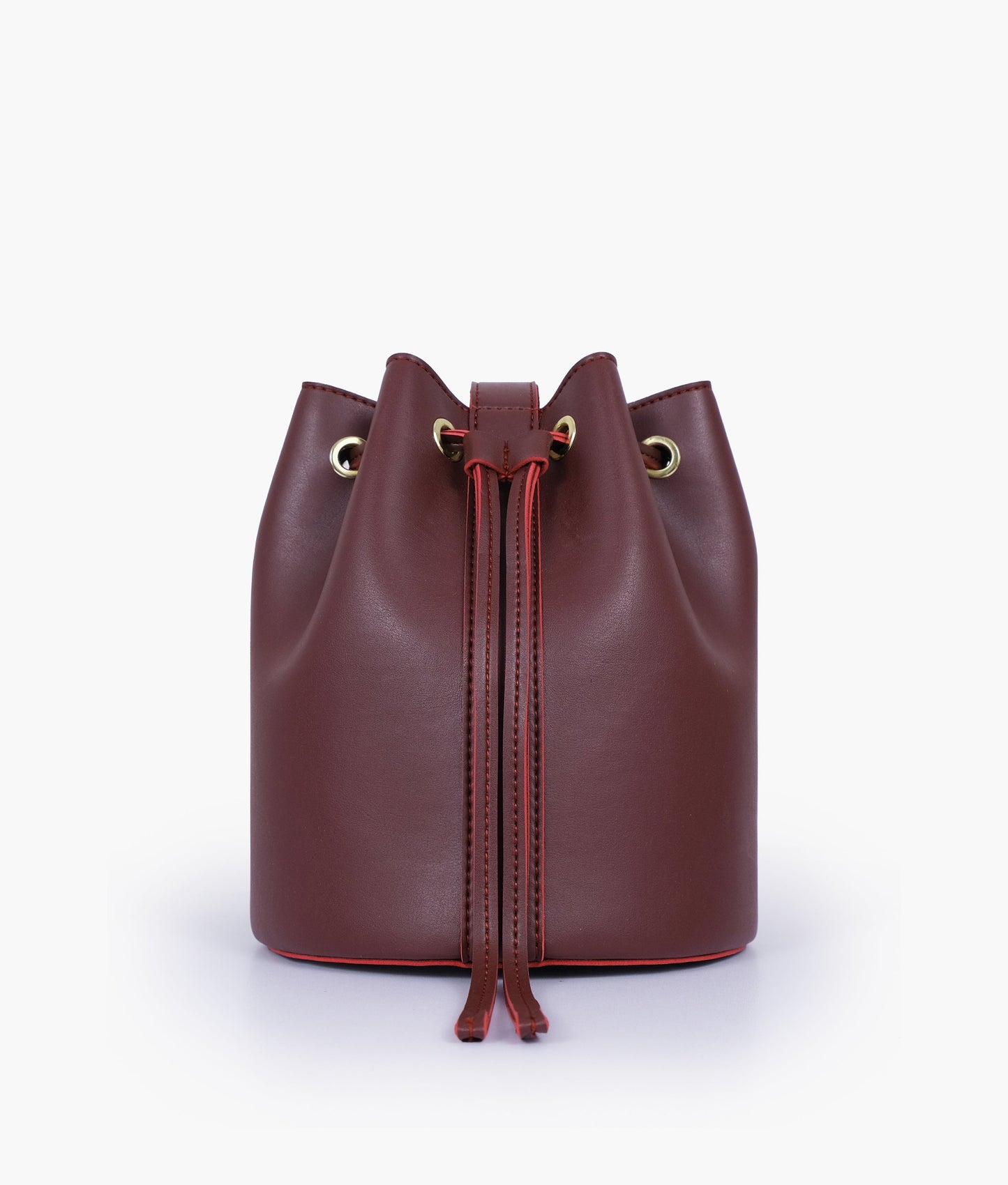 Burgundy loop handle bucket bag