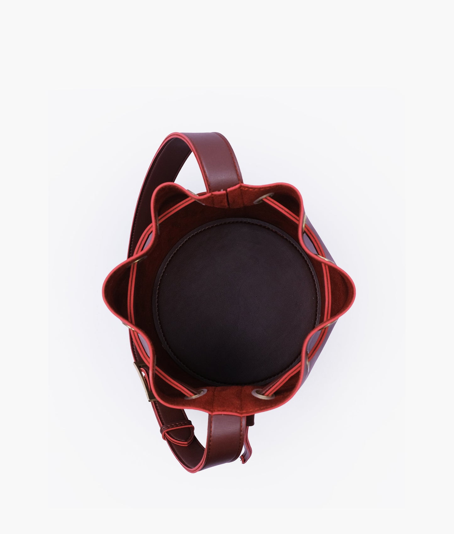 Burgundy loop handle bucket bag