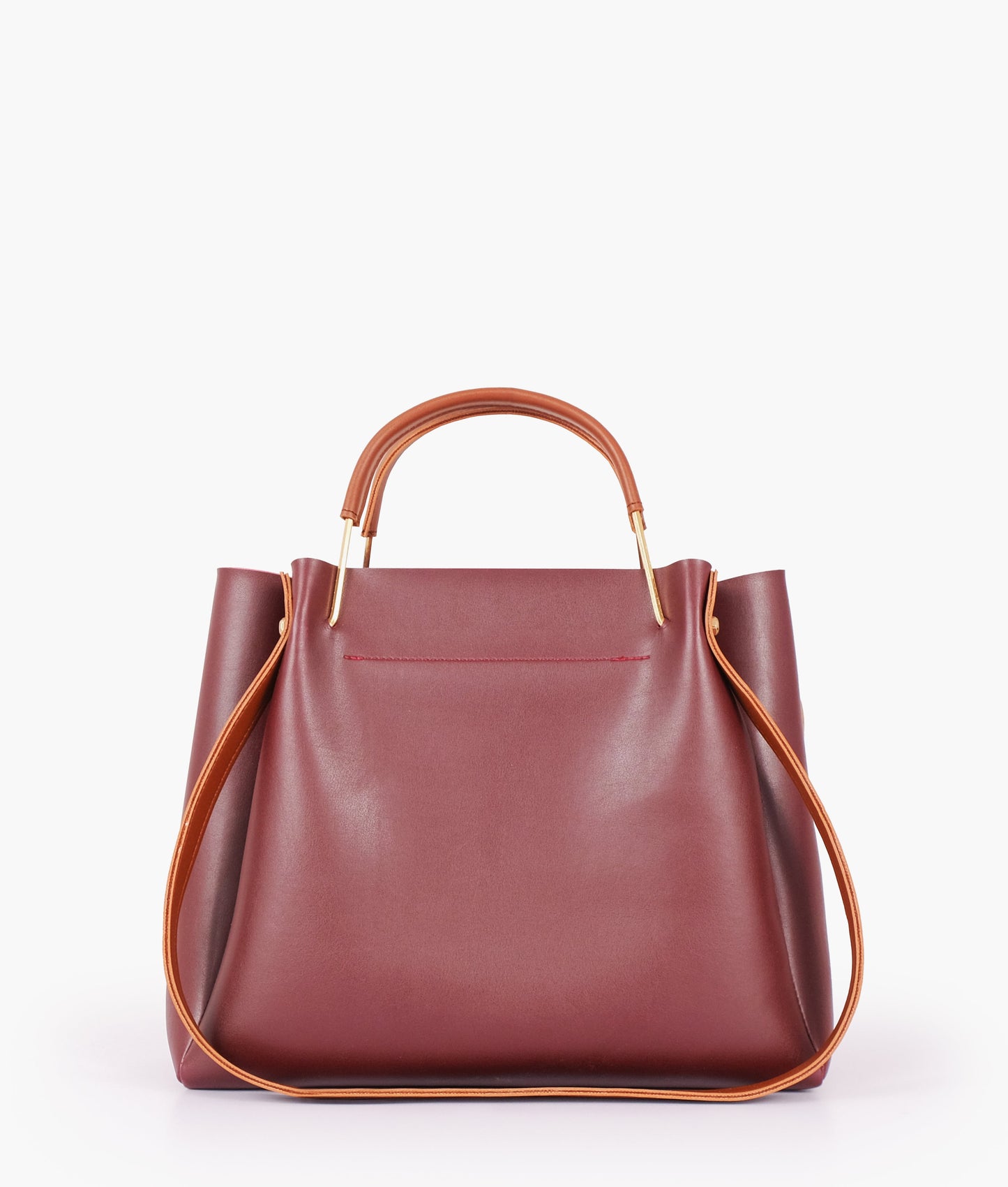 Burgundy metal handle tote bag
