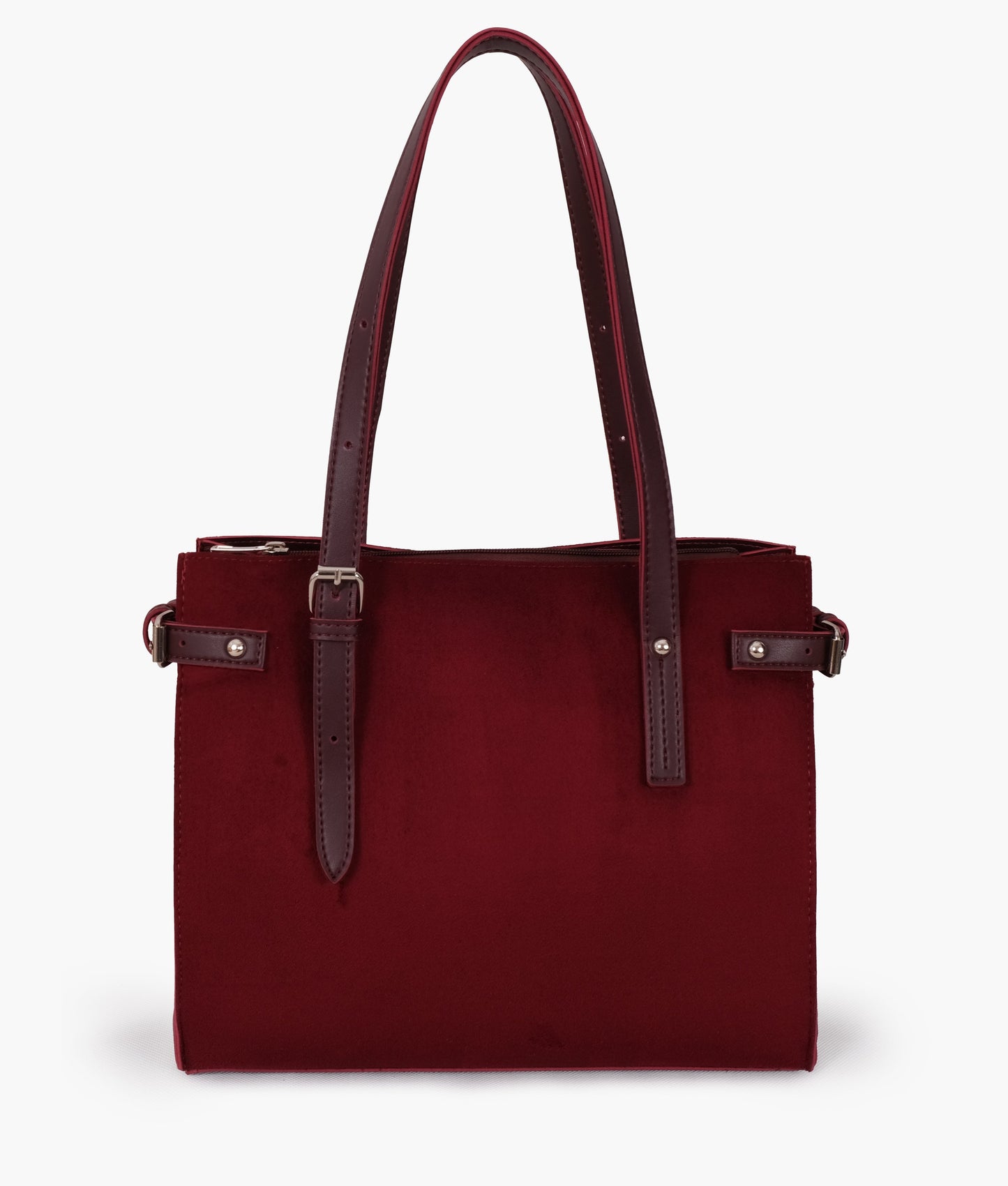 Burgundy suede satchel tote bag
