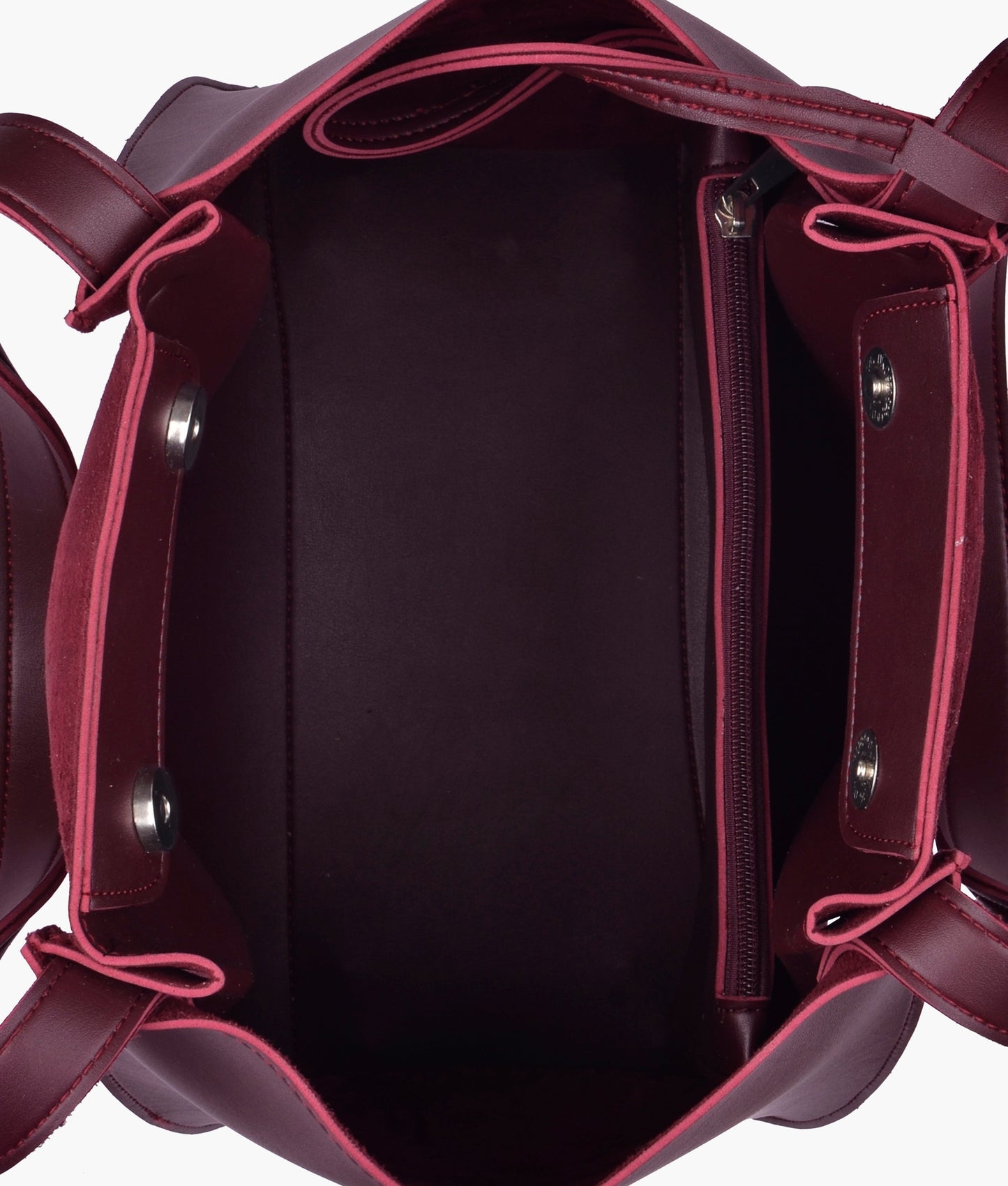 Burgundy suede shopping tote bag