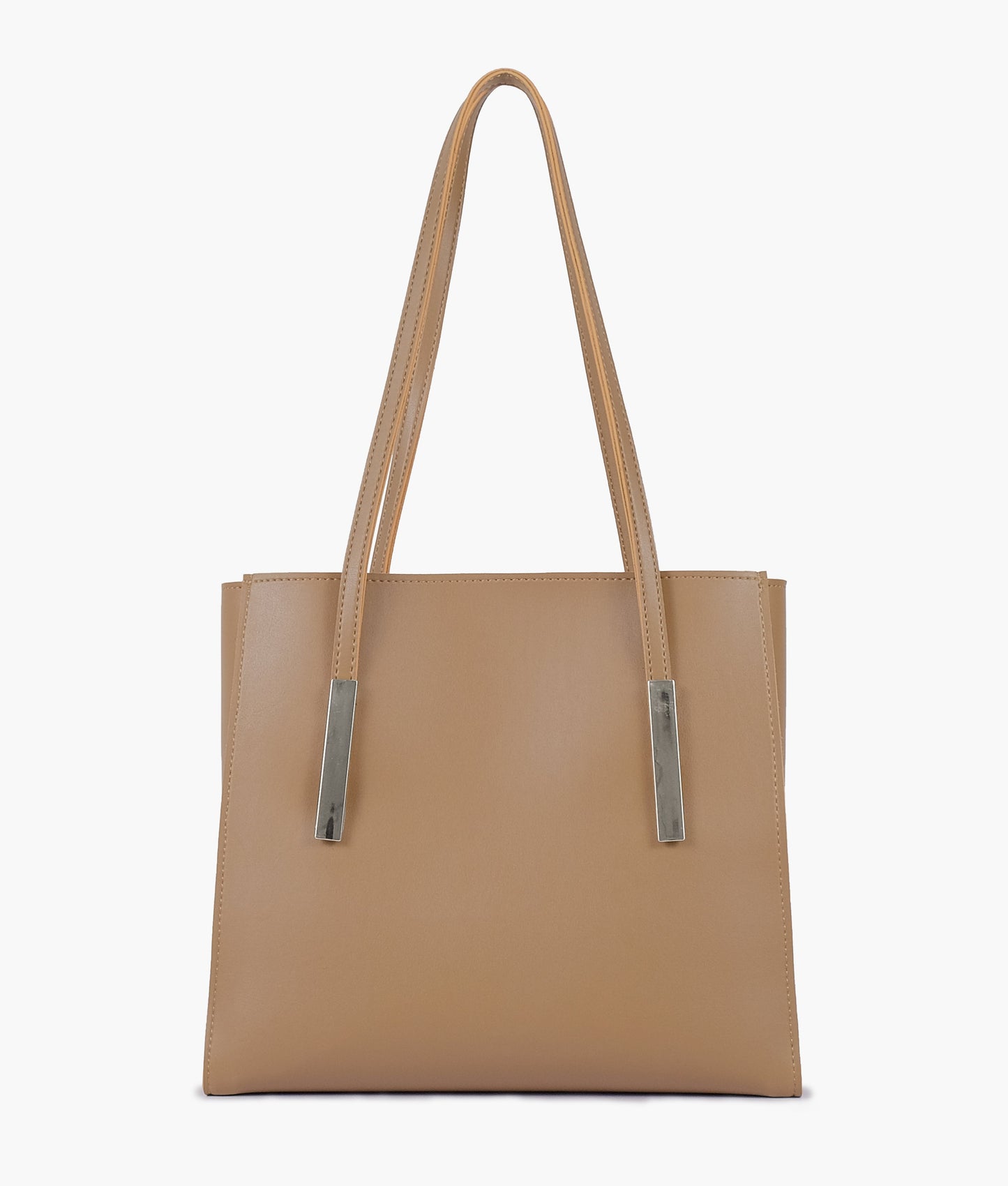 Coffee zipper shoulder bag with long handle