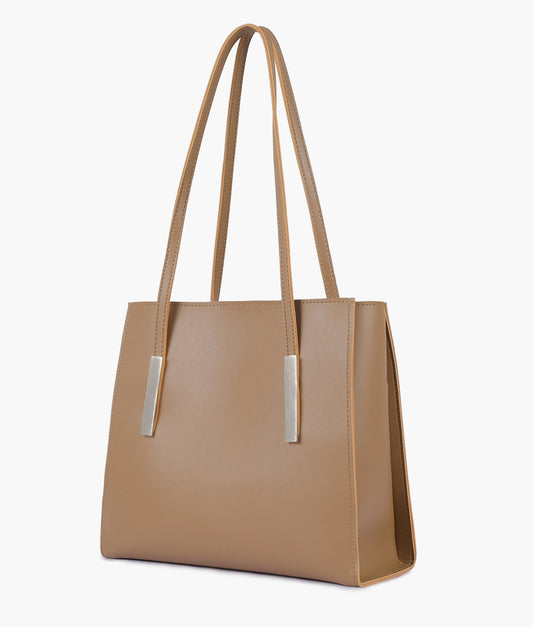 Coffee zipper shoulder bag with long handle
