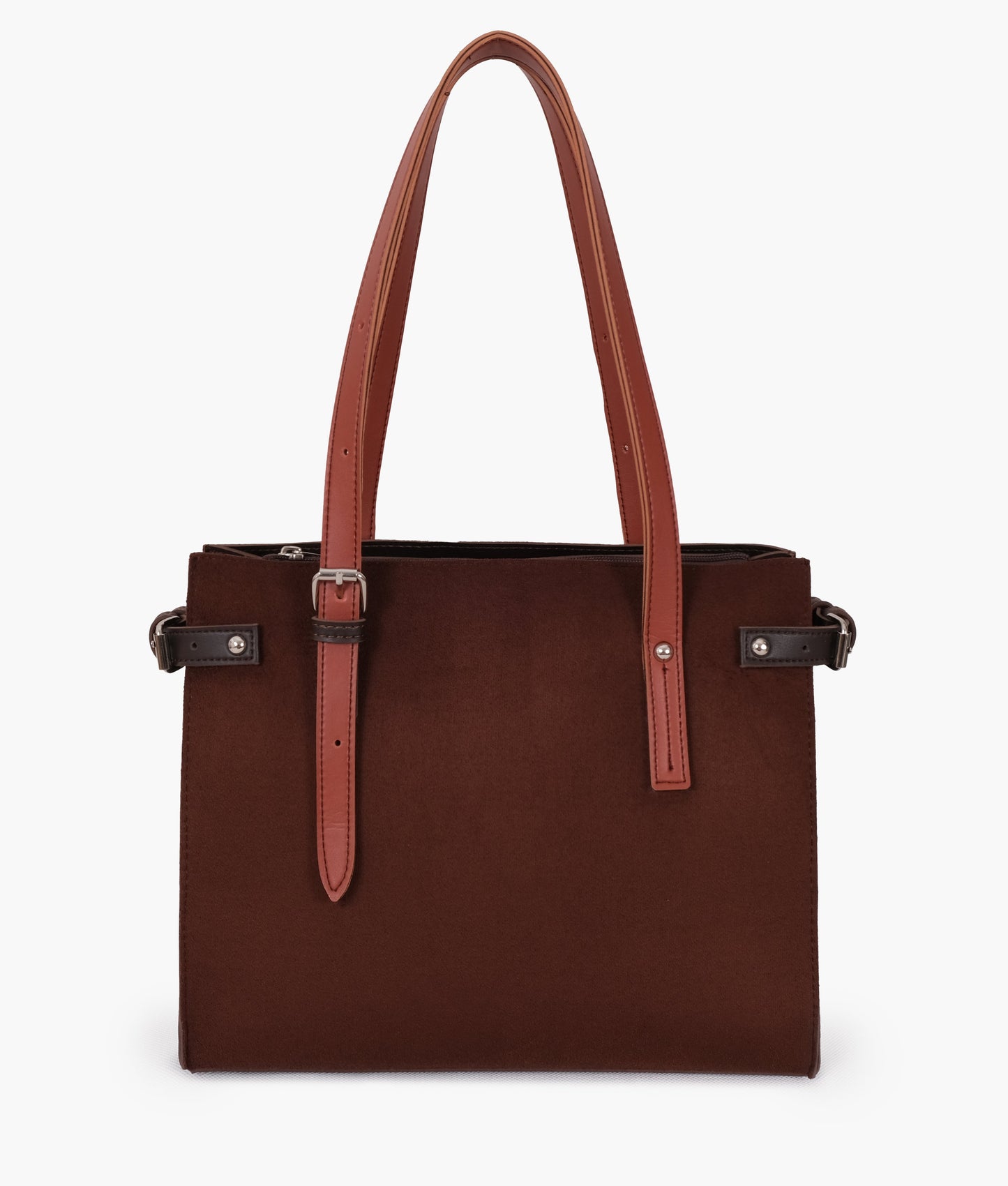 Dark brown suede satchel tote bag