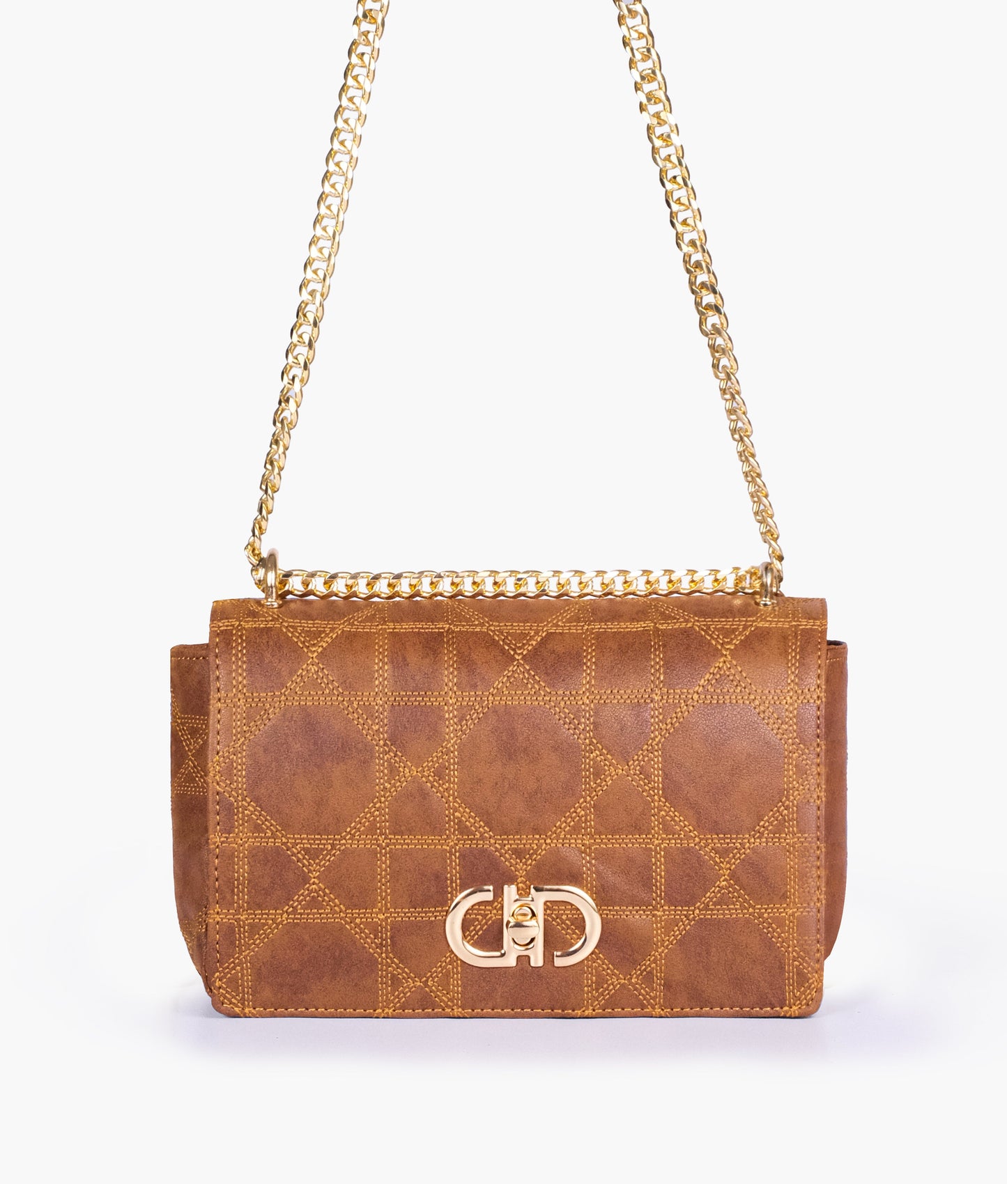 Brown quilted chain purse