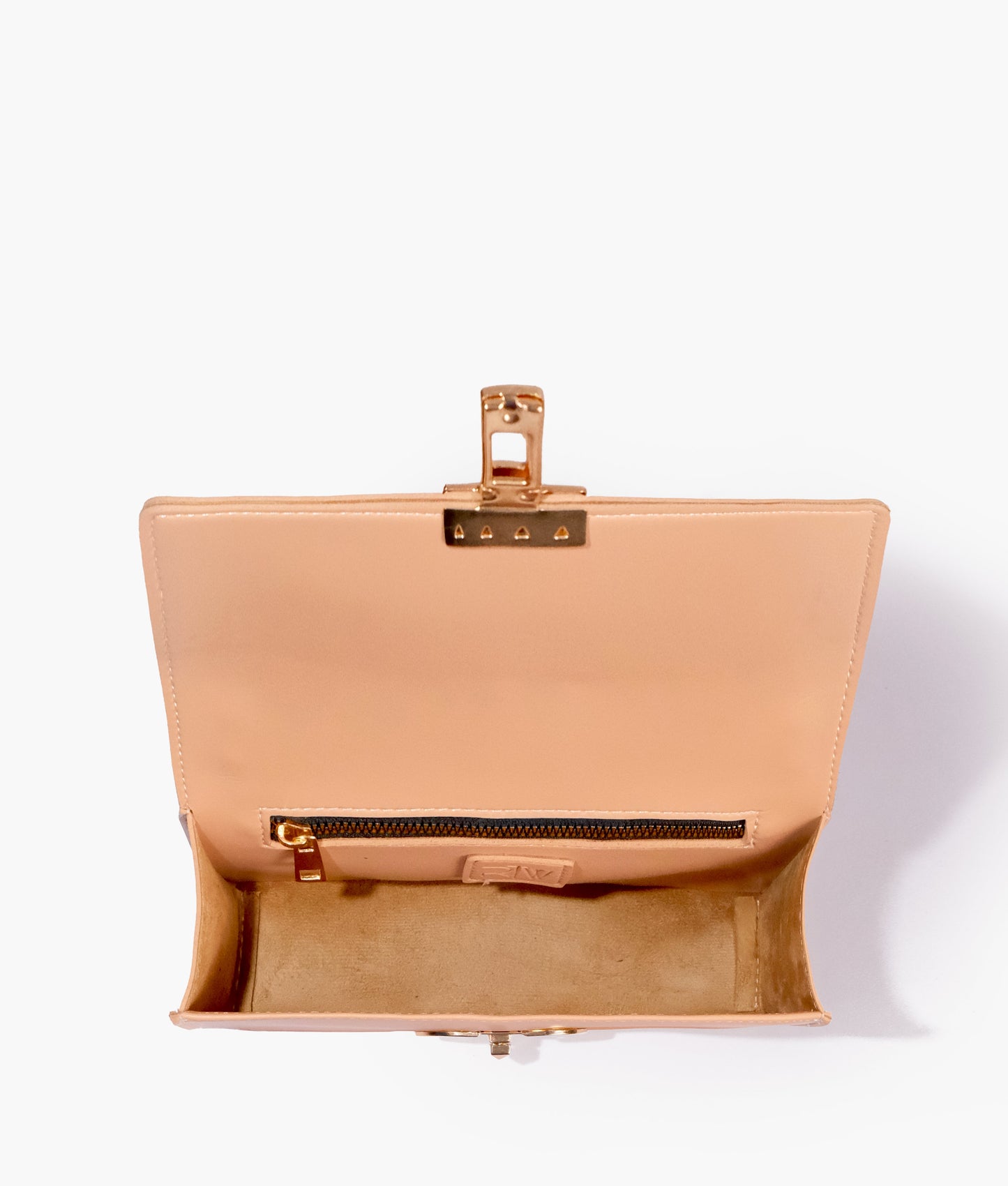 Peach east-west shoulder bag with half chain