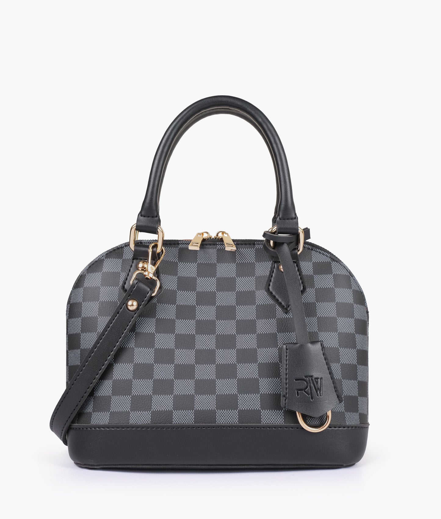 Black dome satchel handbag
