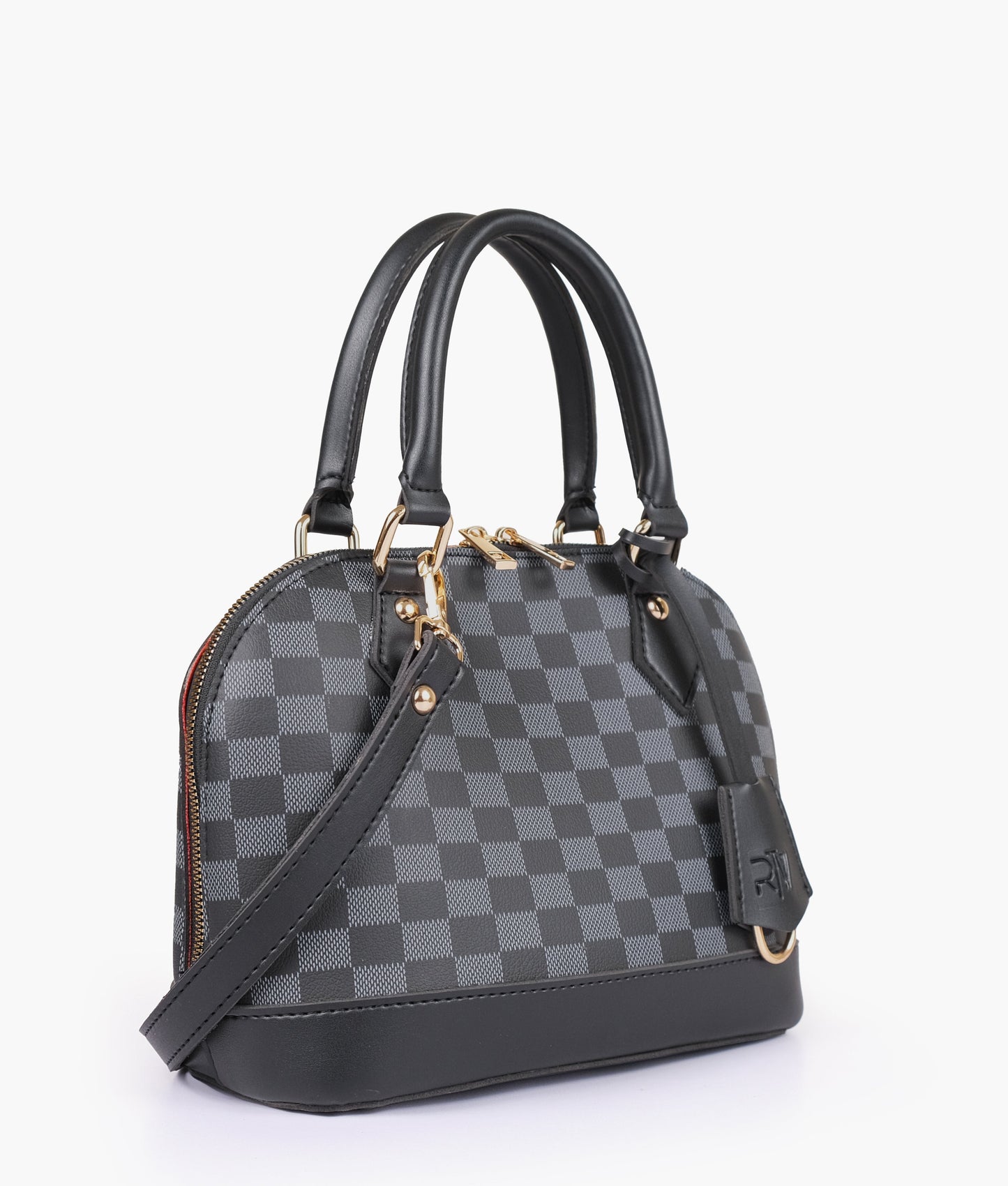 Black dome satchel handbag