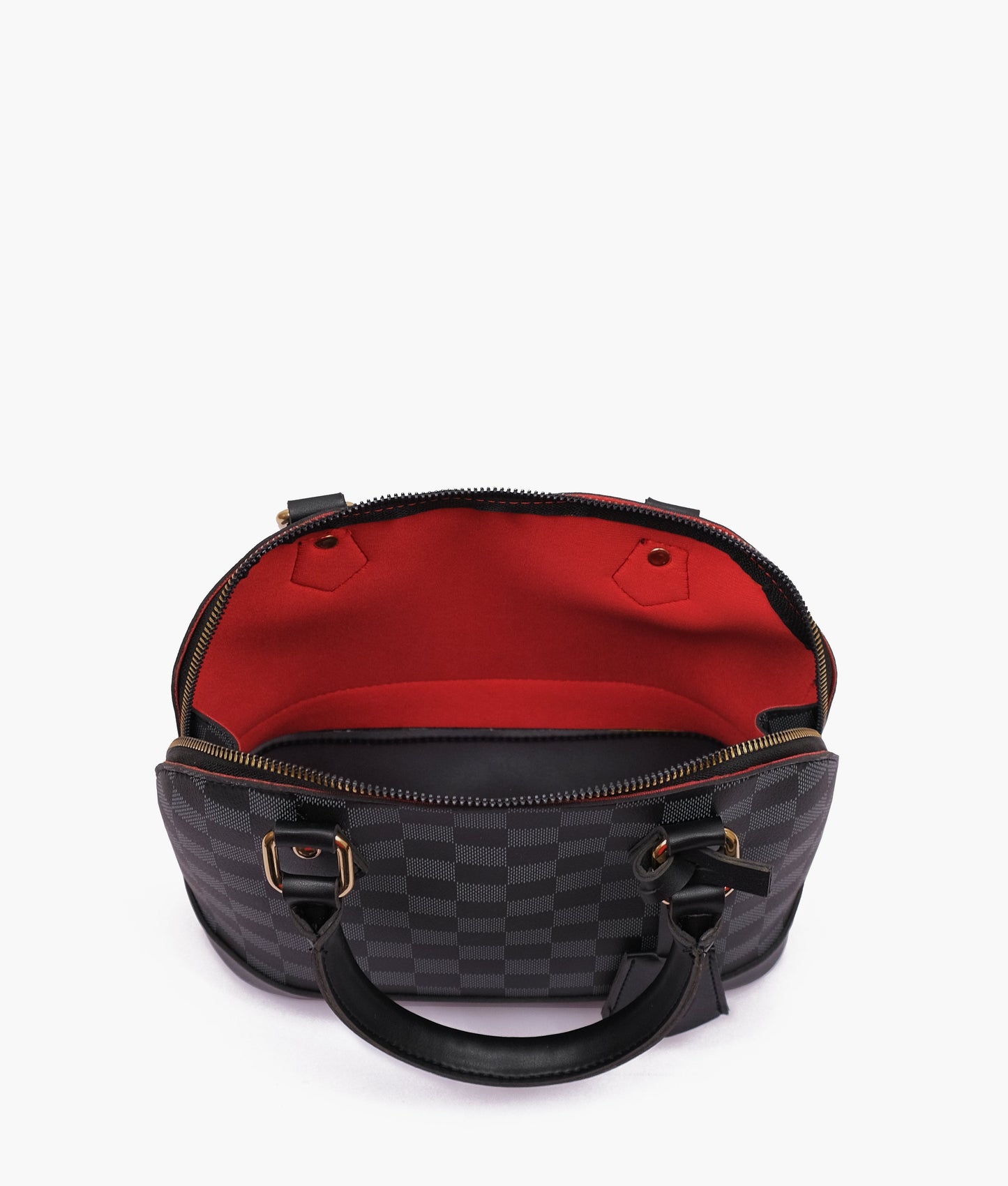 Black dome satchel handbag