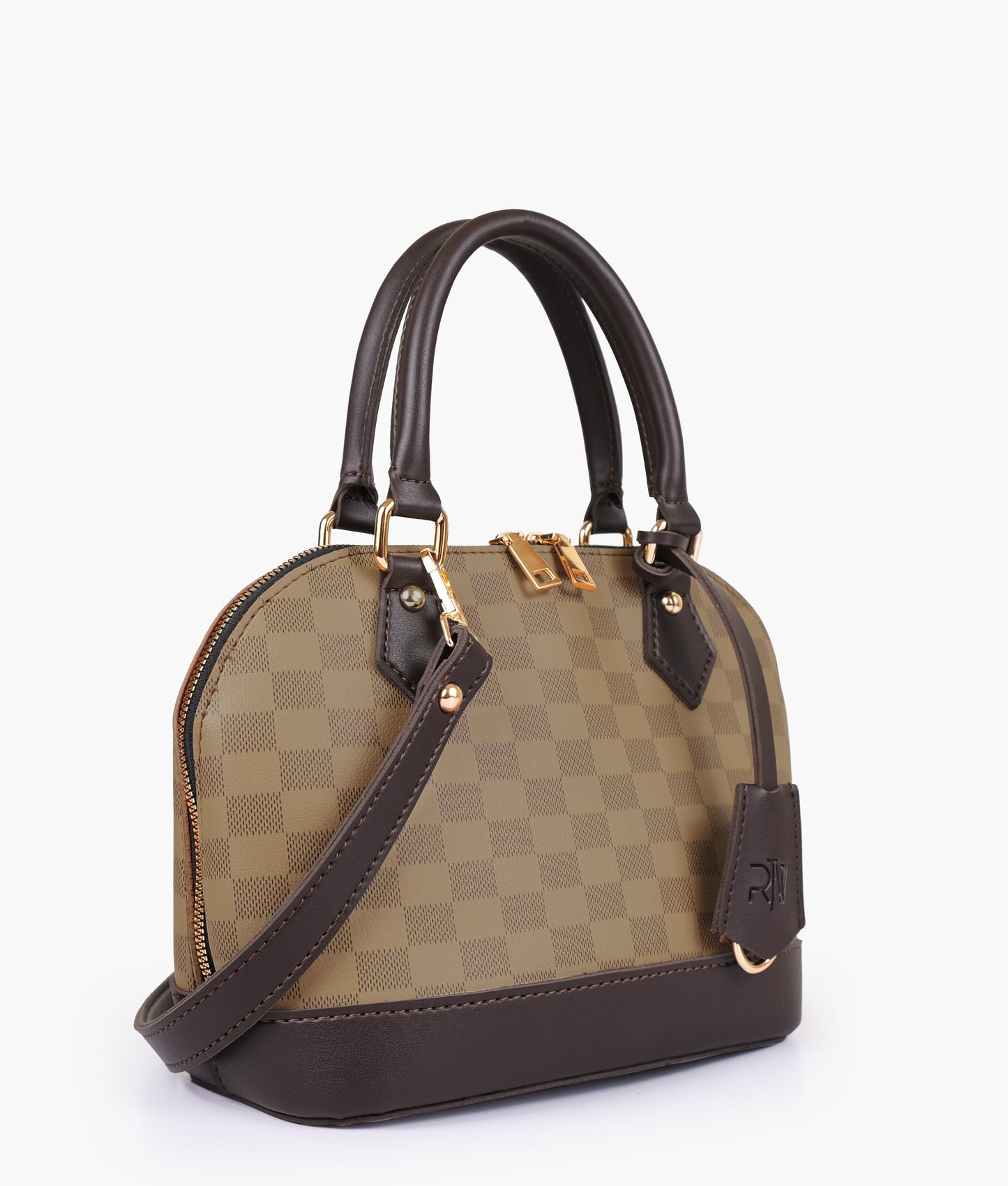 Brown dome satchel handbag