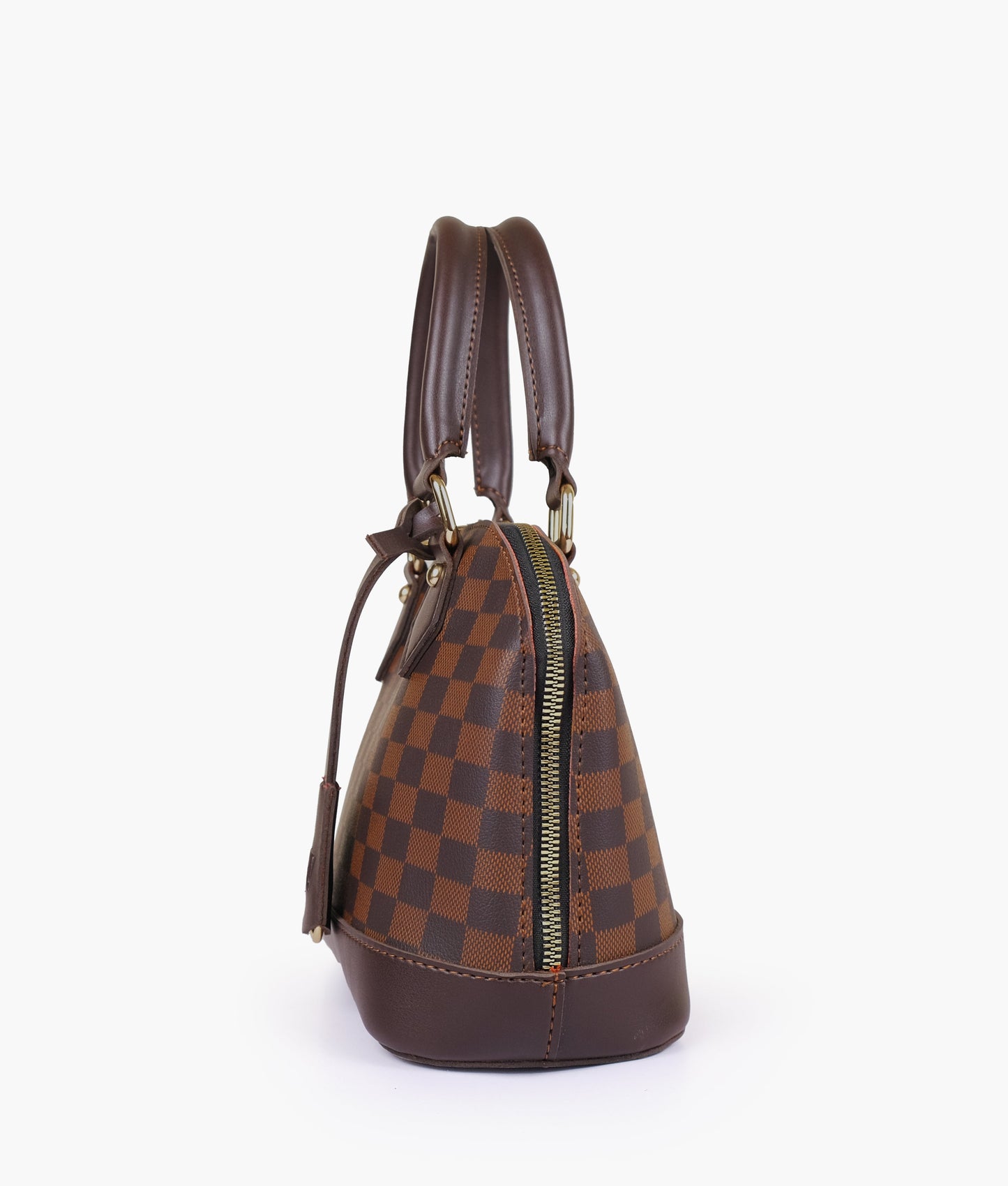 Dark brown dome satchel handbag
