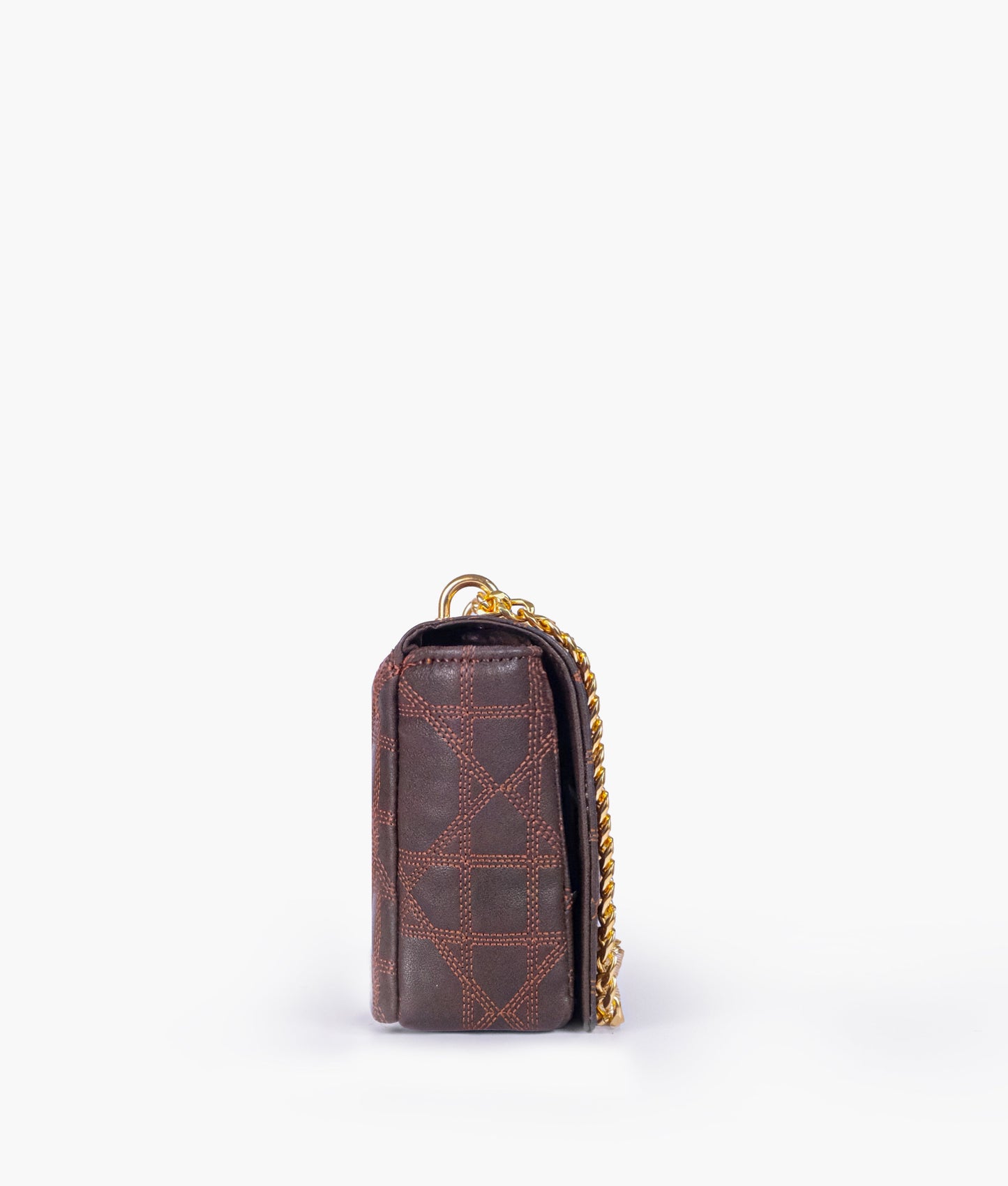 Dark brown quilted chain purse