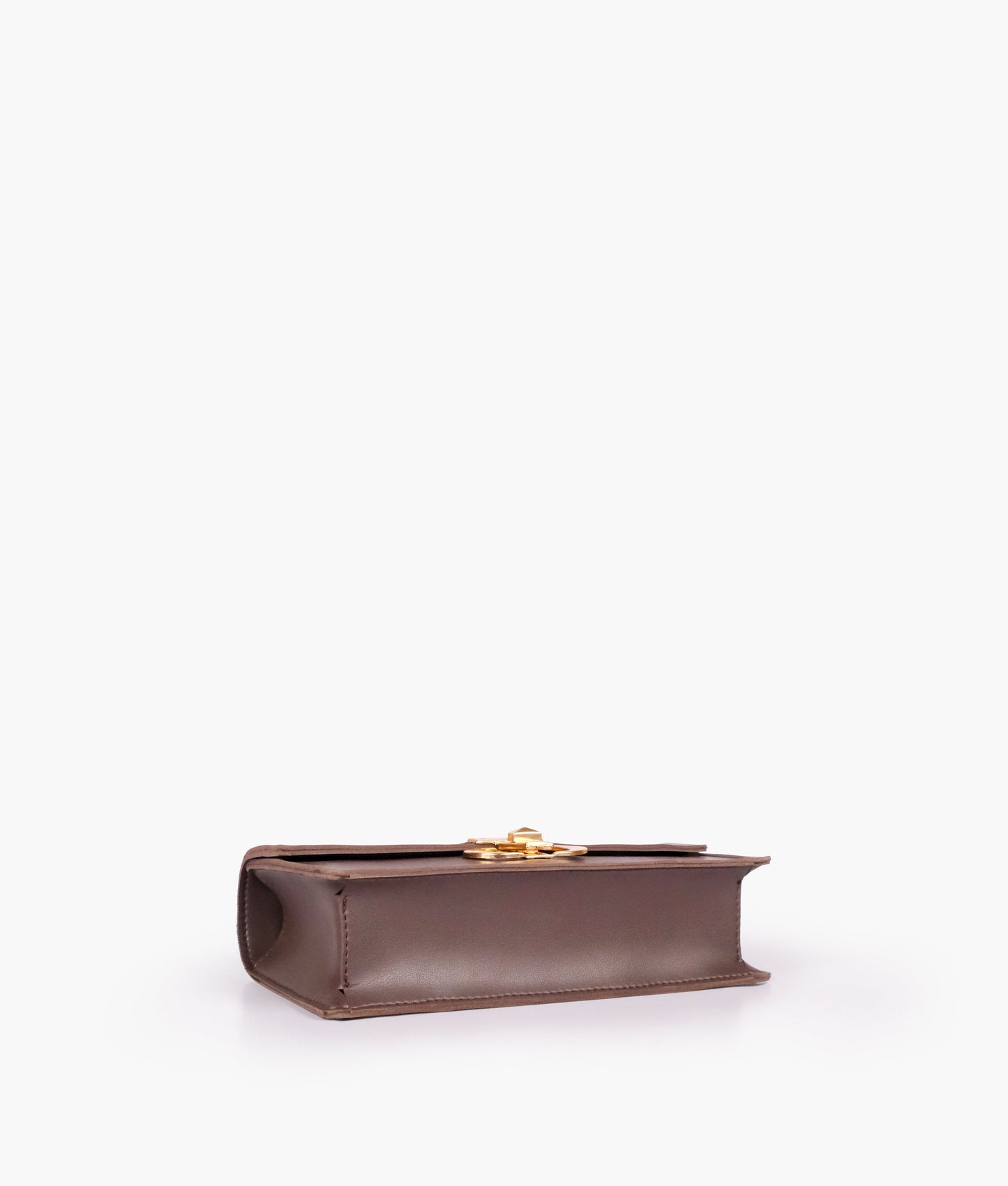 Dark brown east-west shoulder bag with half chain