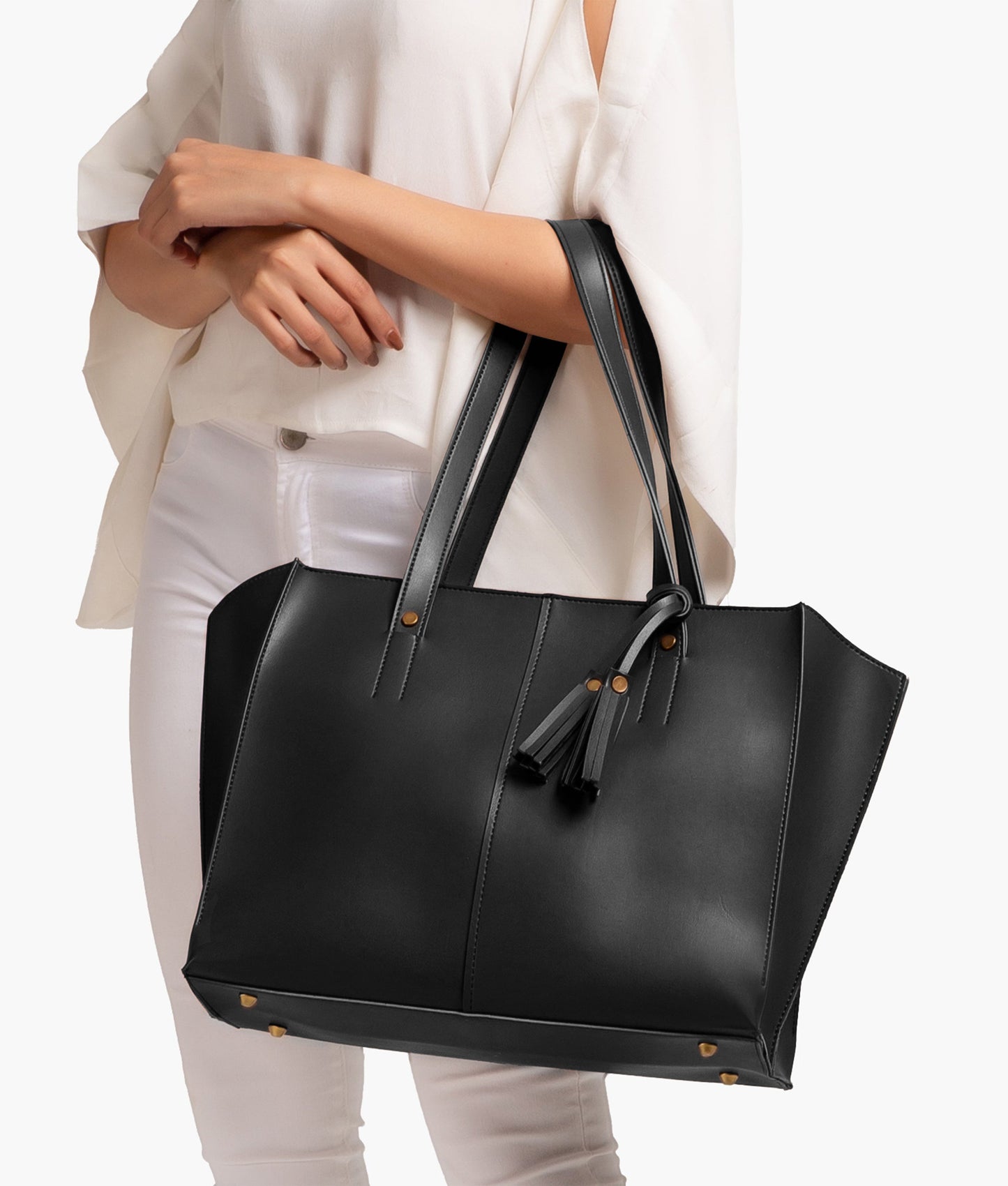 Black over the shoulder tote bag