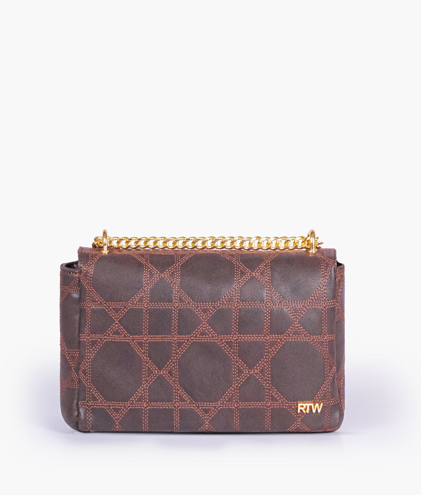 Dark brown quilted chain purse