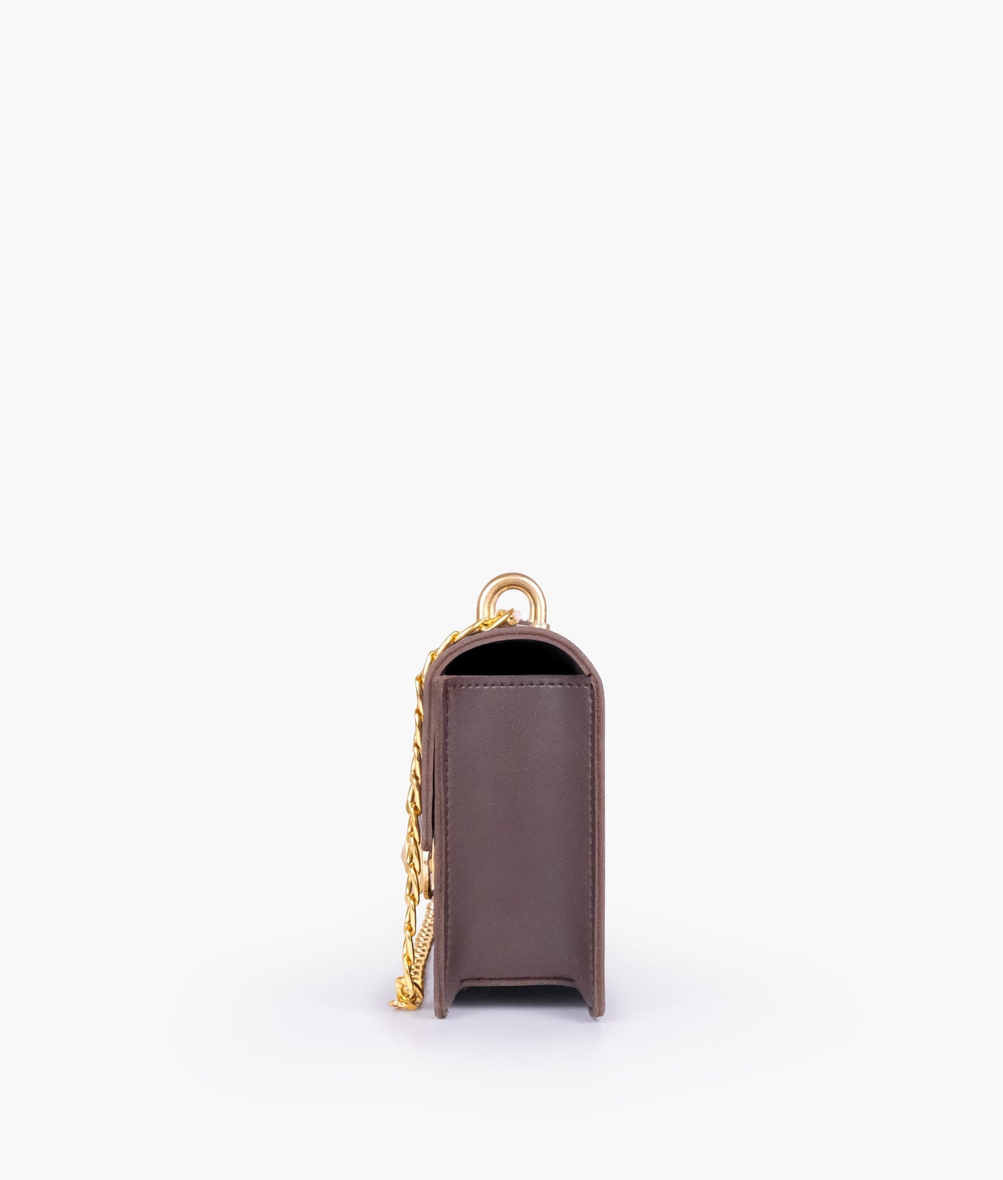 Dark brown east-west shoulder bag with half chain