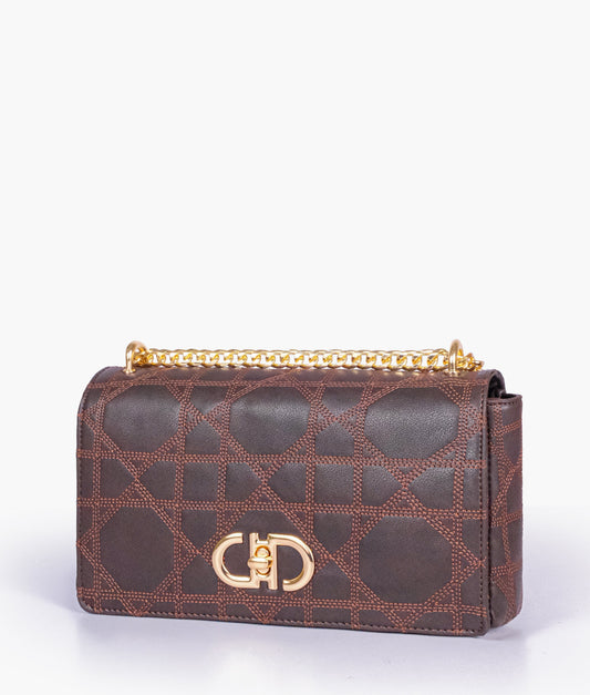 Dark brown quilted chain purse