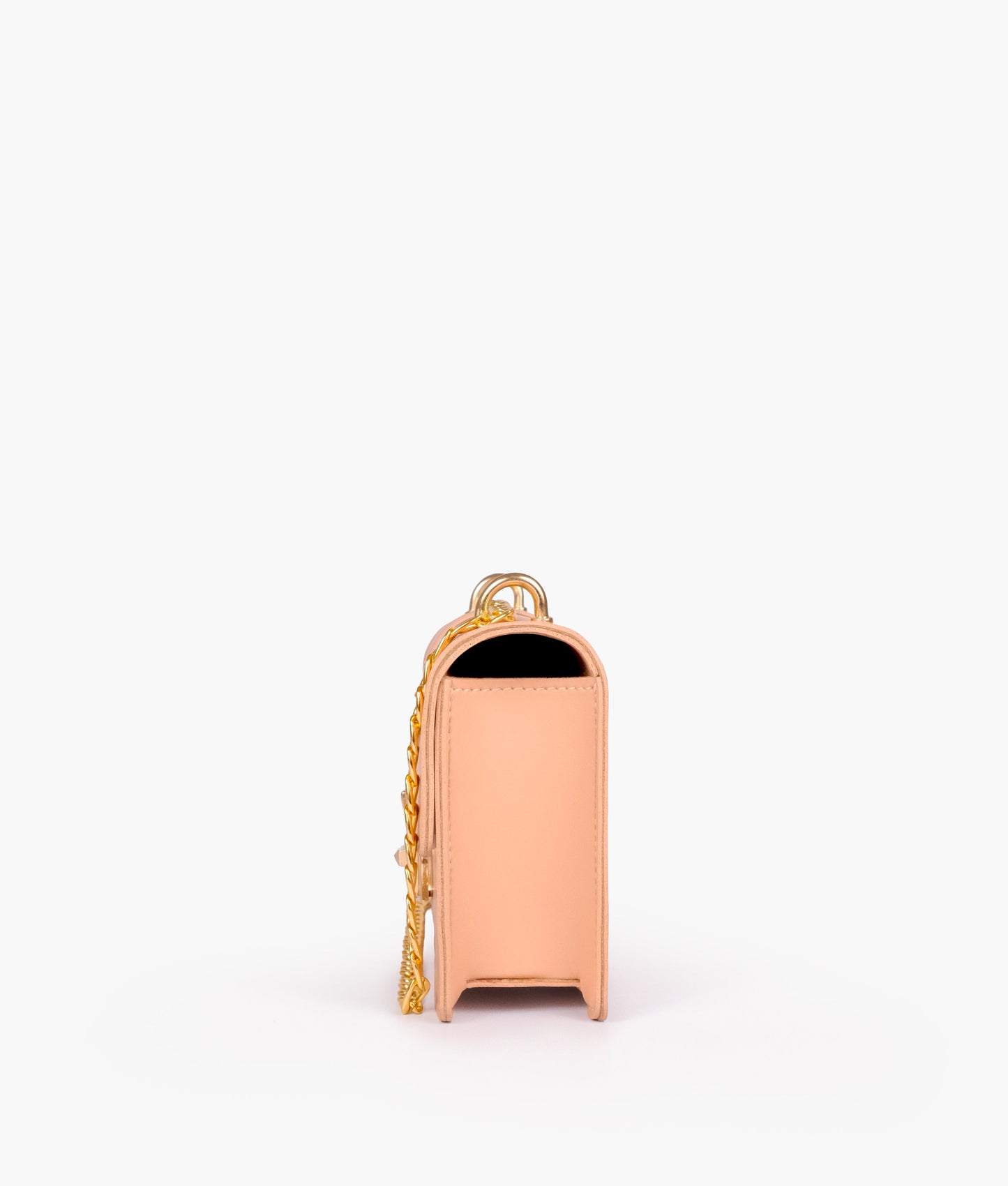 Peach east-west shoulder bag with half chain