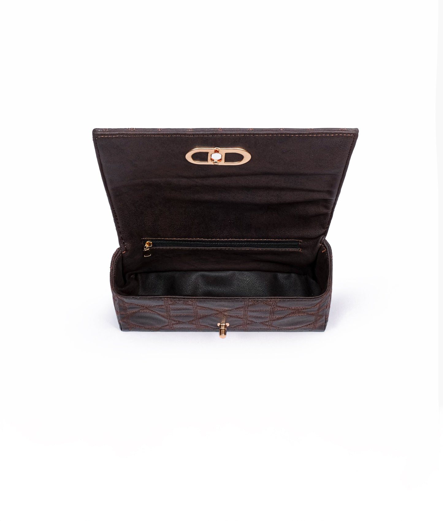 Dark brown quilted chain purse