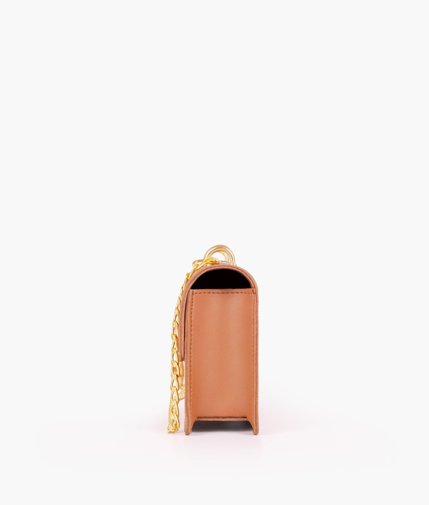 Tan east-west shoulder bag with half chain