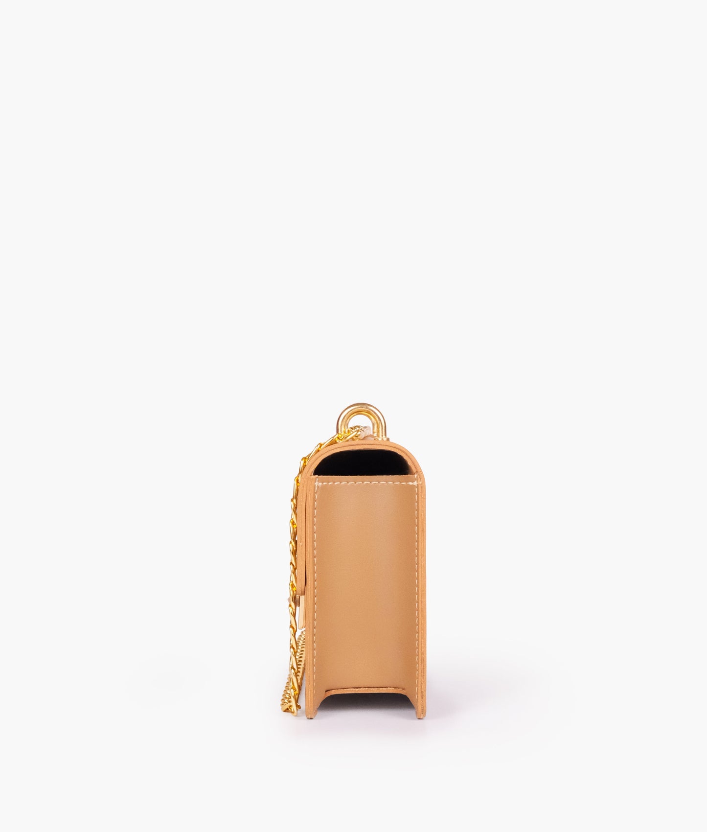Coffee east-west shoulder bag with half chain