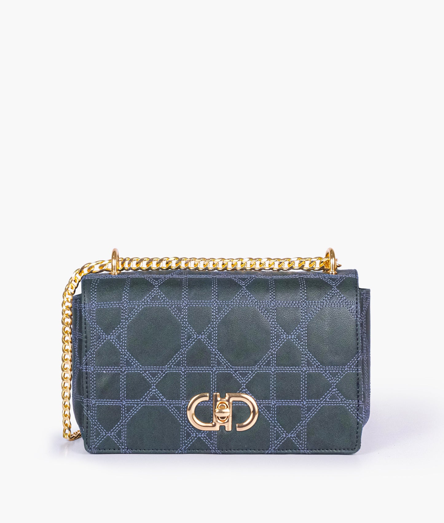 Navy blue quilted chain purse