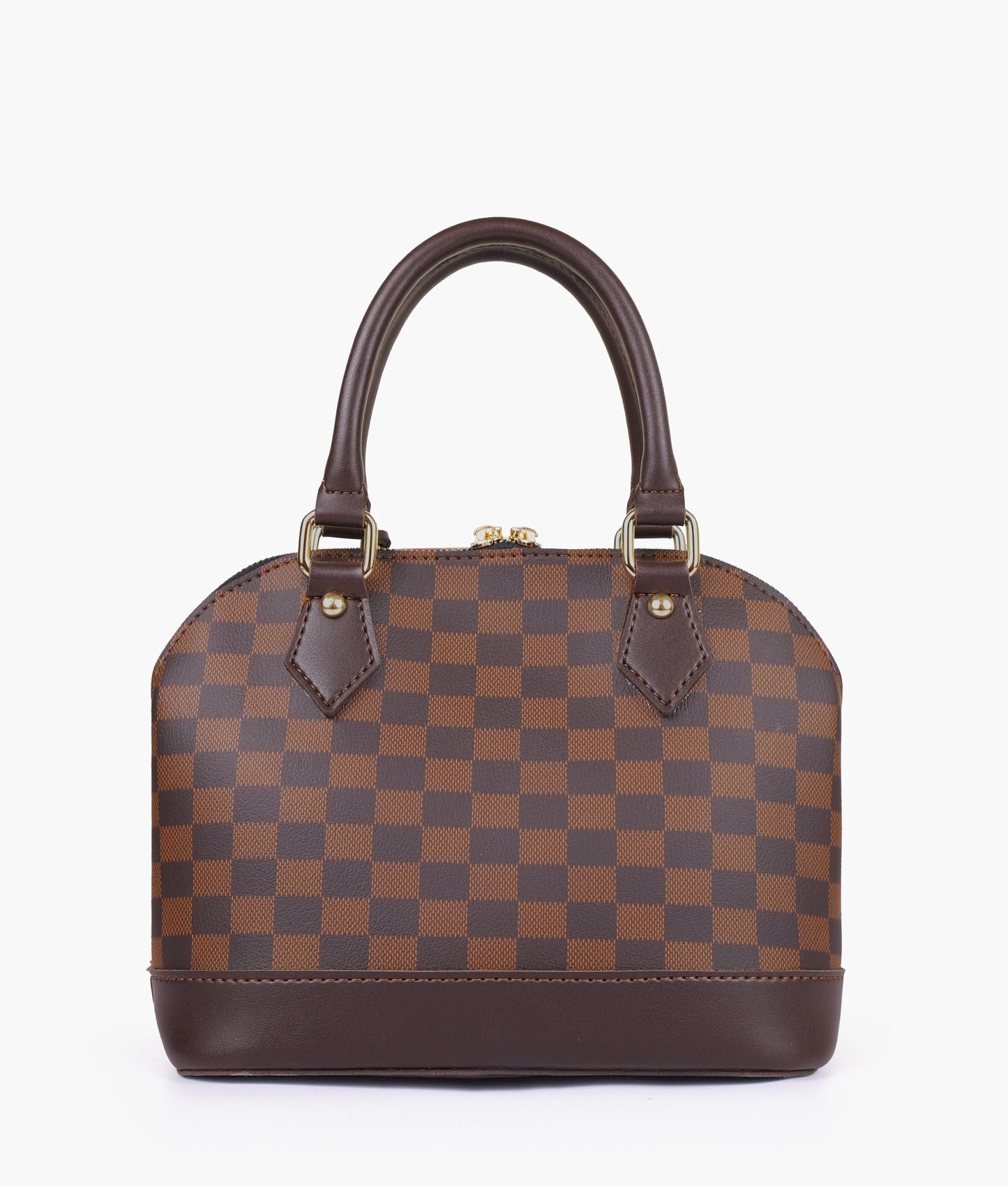 Dark brown dome satchel handbag