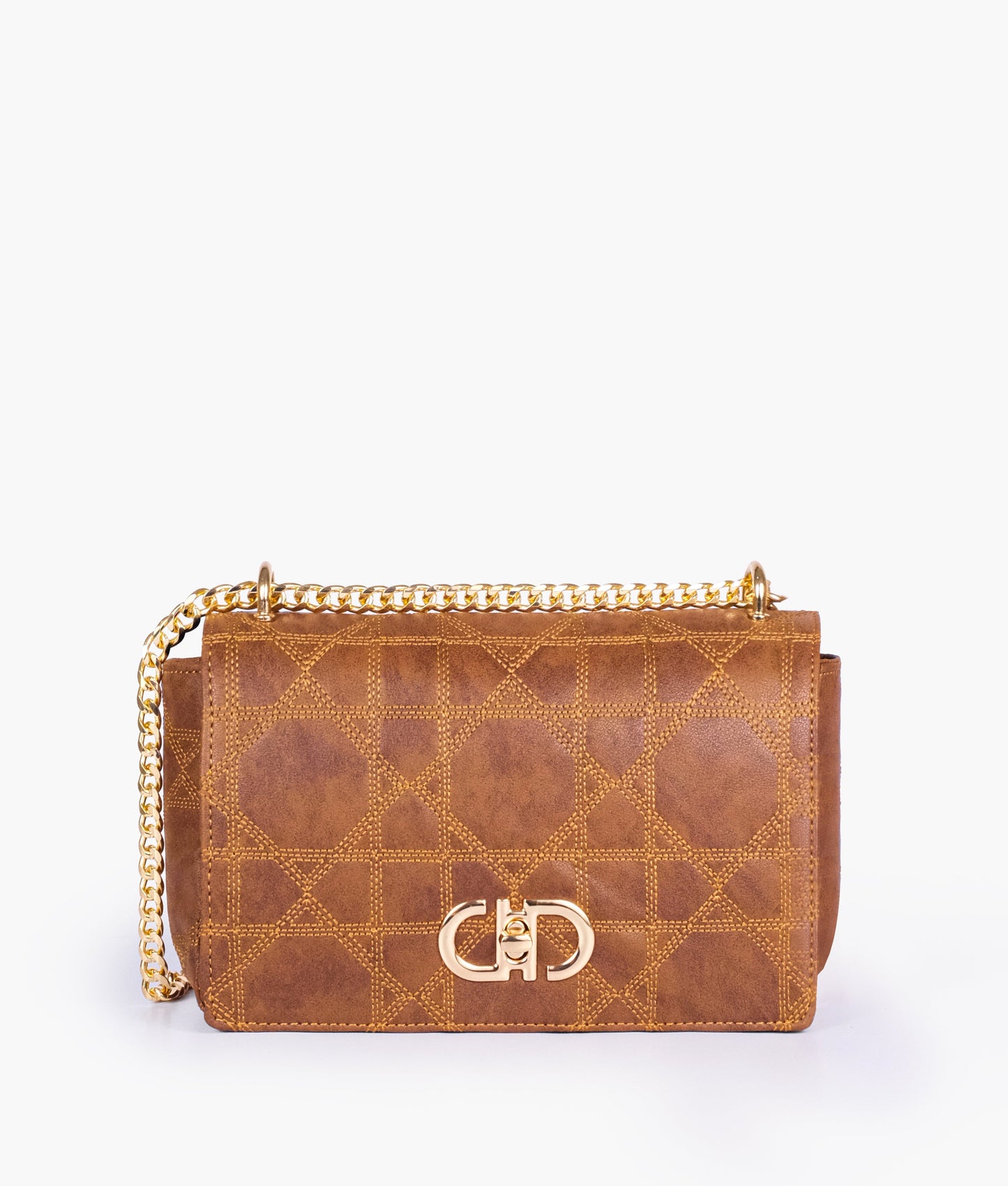 Brown quilted chain purse