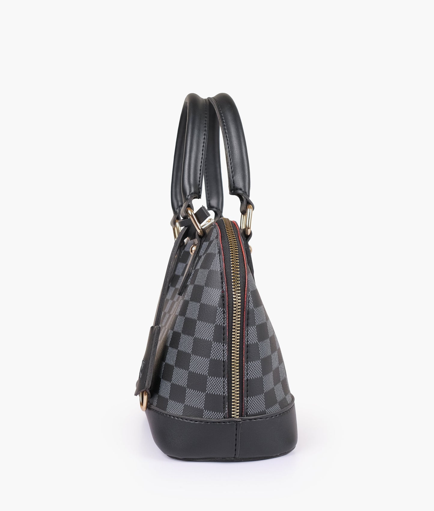 Black dome satchel handbag
