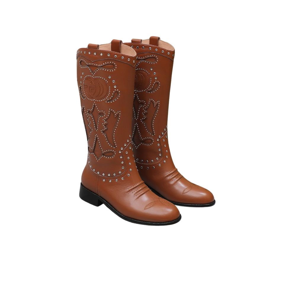 Vbs WOMEN'S BOOT WITH DOUBLE G AND STUDS BROWN