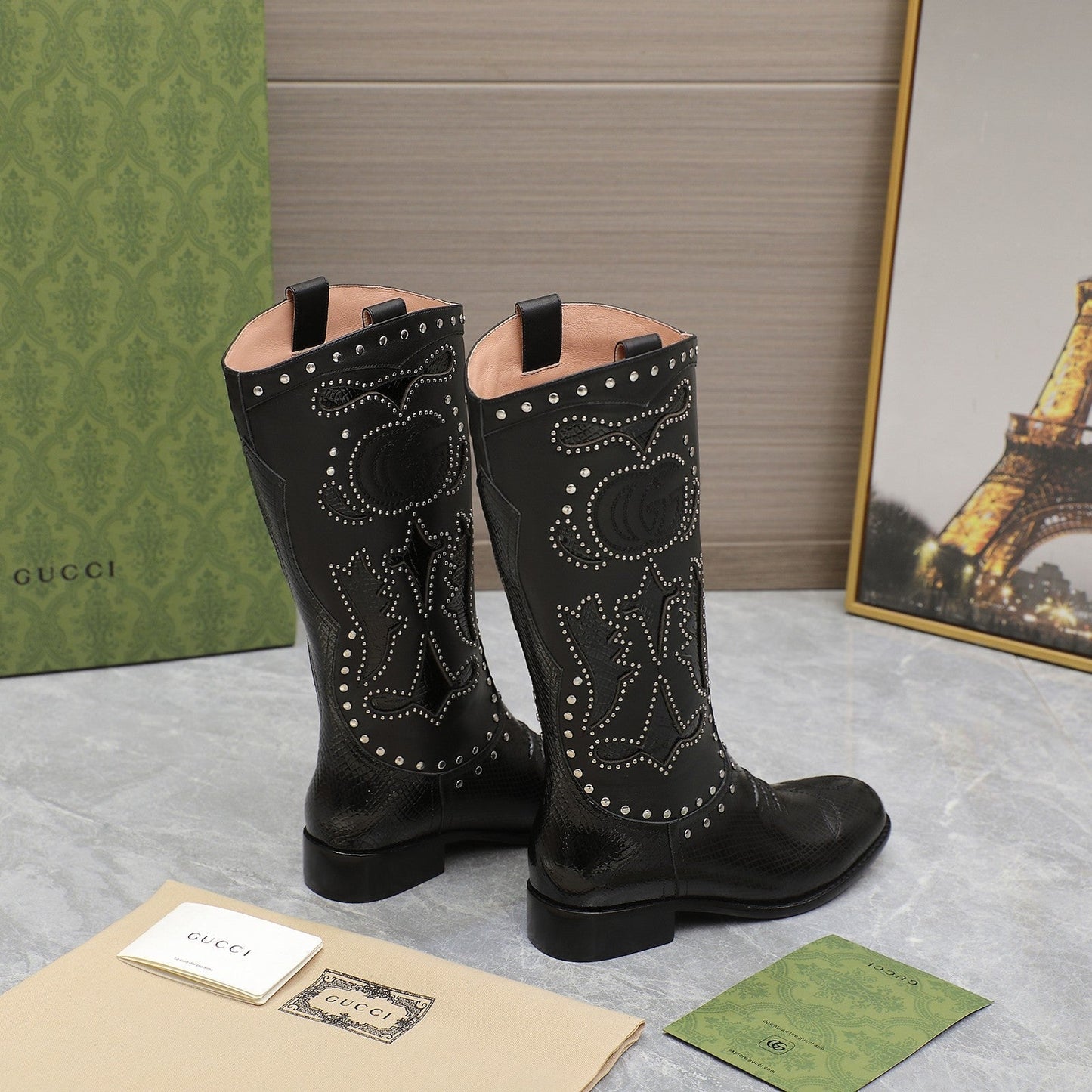 Vbs WOMEN'S BOOT WITH DOUBLE G AND STUDS BLACK