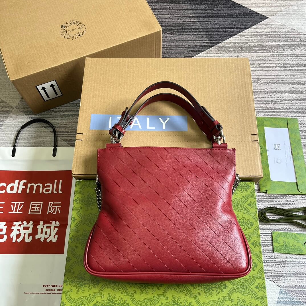 VBS751518 Blondie Handbag 24cm red leather Free shipping