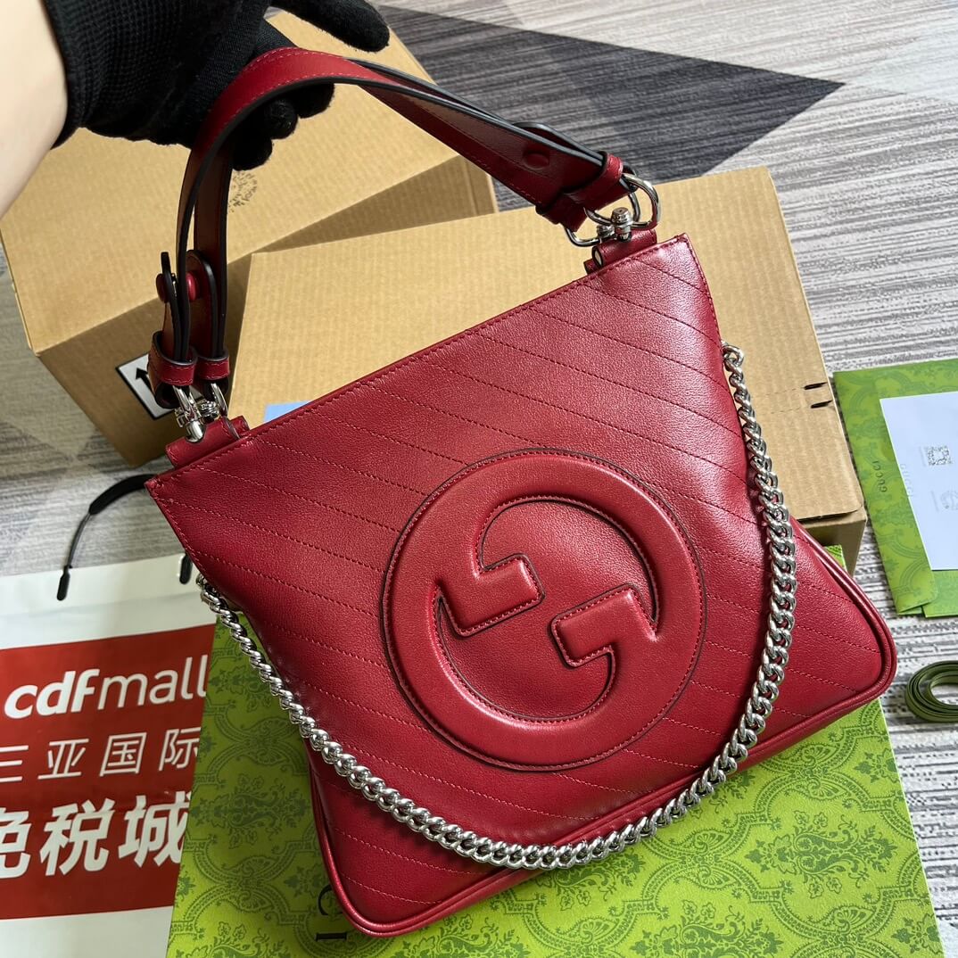 VBS751518 Blondie Handbag 24cm red leather Free shipping