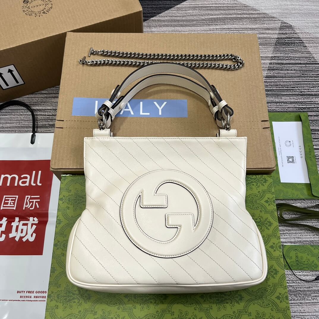 VBS751518 Blondie Handbag 24cm white leather Free shipping