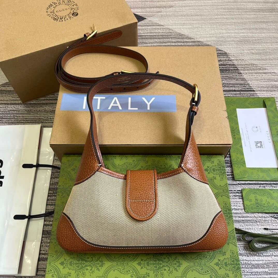 VBS735106 Aphrodite subaxillary bag 27cm Brown canvas cowhide