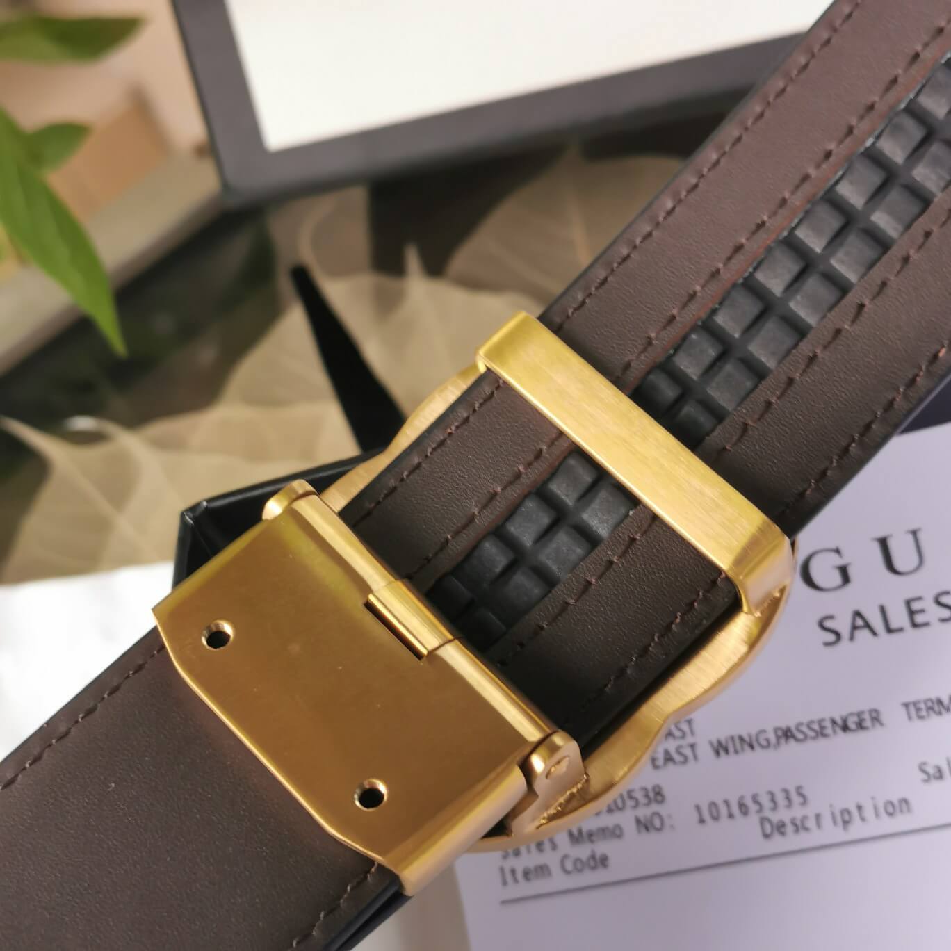 VBS BELT Cowhide leather black gold buckle wide 3.5cm Automatic buckle