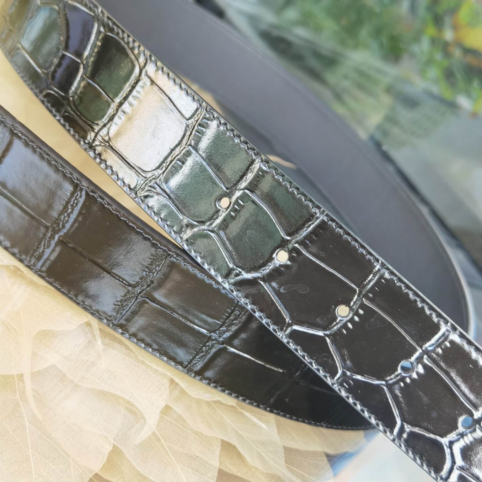 VBS BELT Cowhide leather black gold buckle wide 3.8cm Popular belt