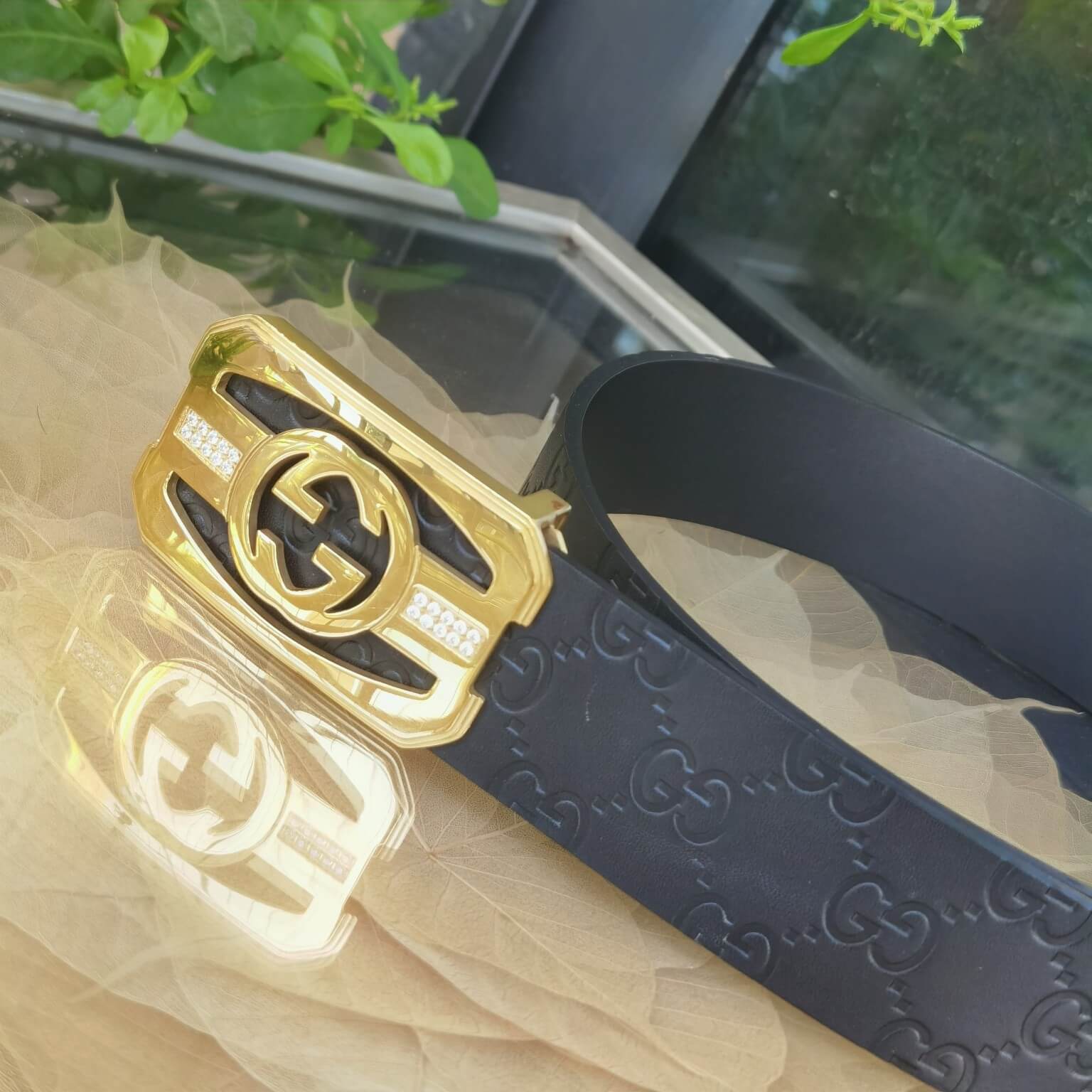 VBS BELT Cowhide leather black gold buckle wide 3.8cm Popular belt
