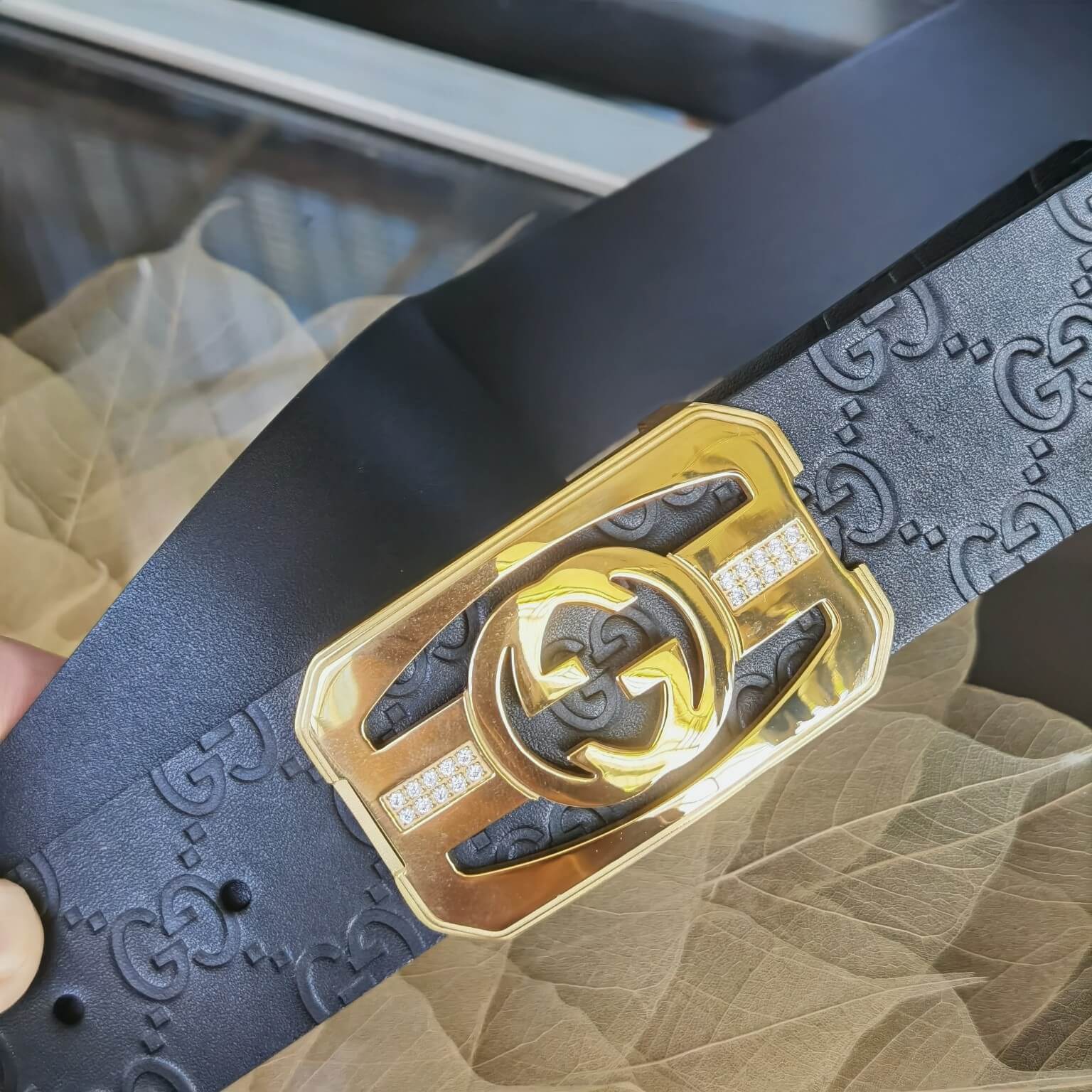 VBS BELT Cowhide leather black gold buckle wide 3.8cm Popular belt