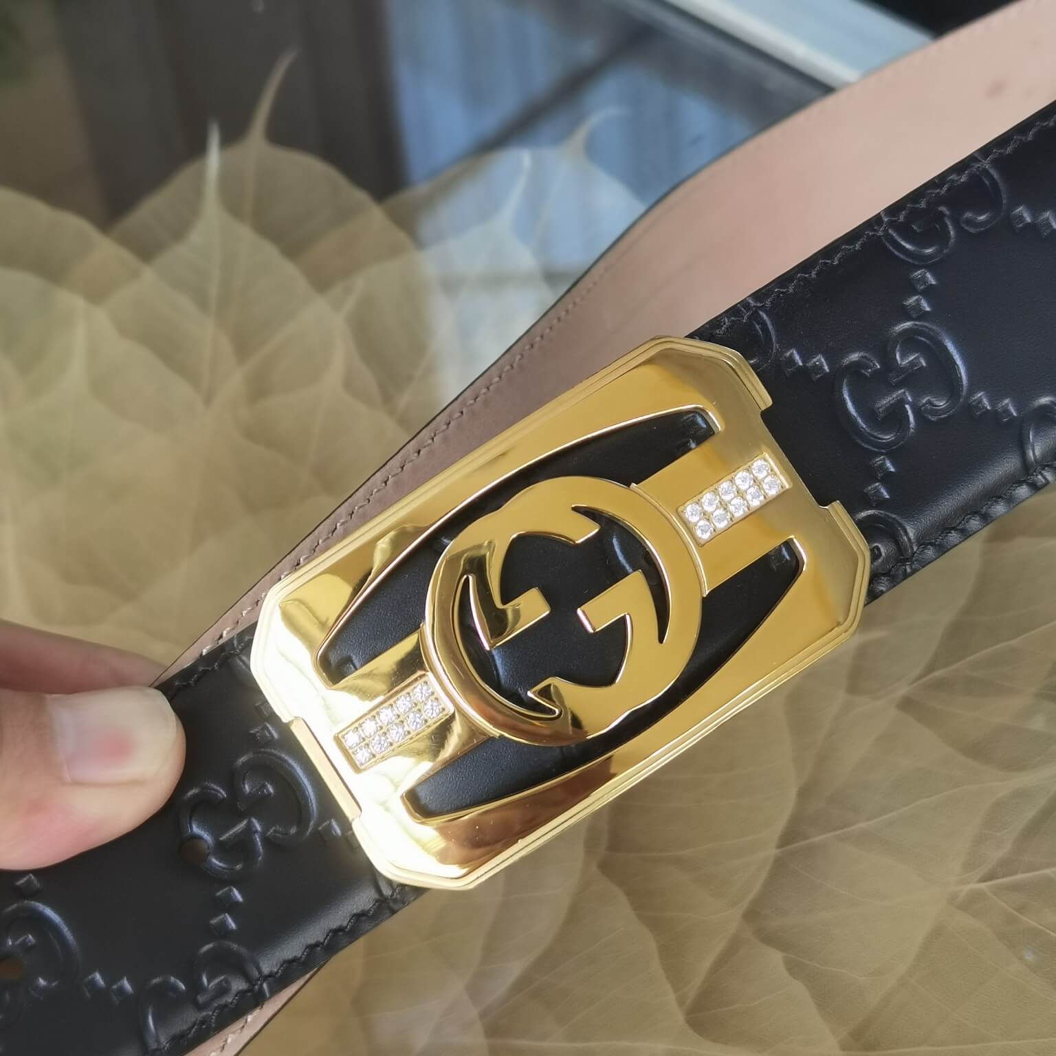 VBS BELT Cowhide leather black gold buckle wide 3.8cm Popular belt
