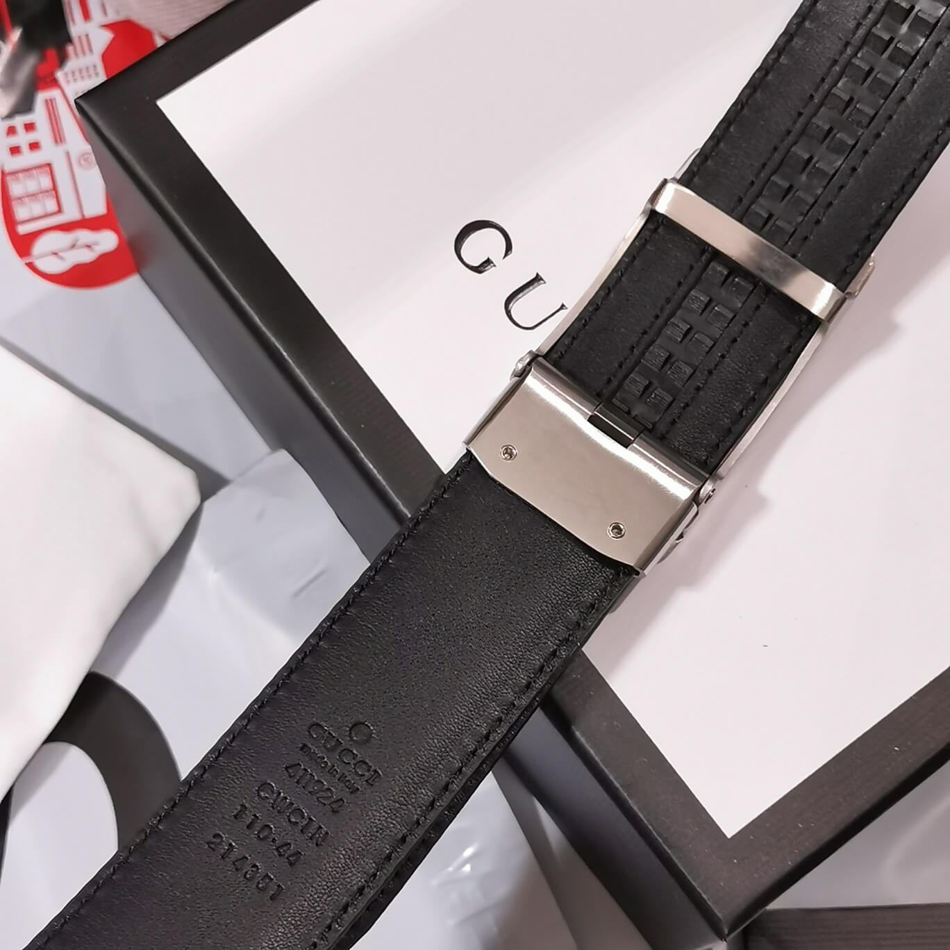 VBS BELT Cowhide leather black Silver buckle wide 3.5cm Automatic buckle