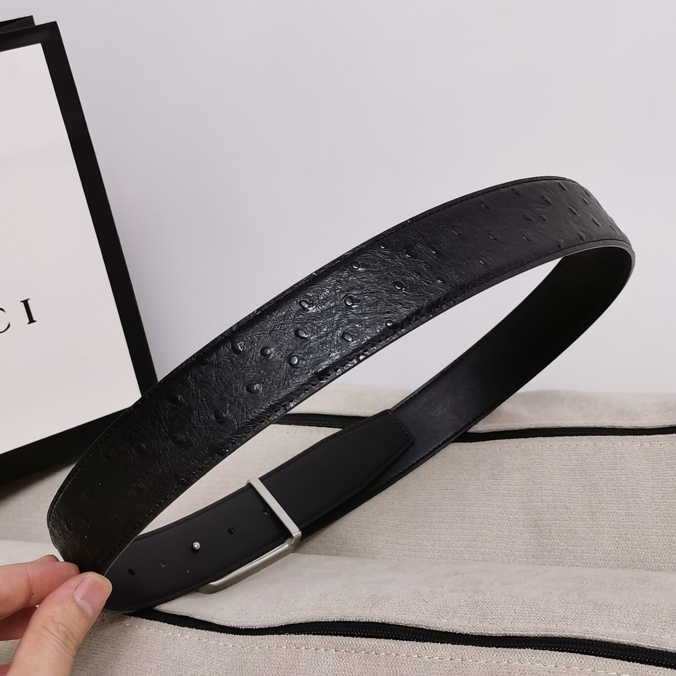 VBS BELT Cowhide leather black Silver buckle wide 3.5cm Automatic buckle