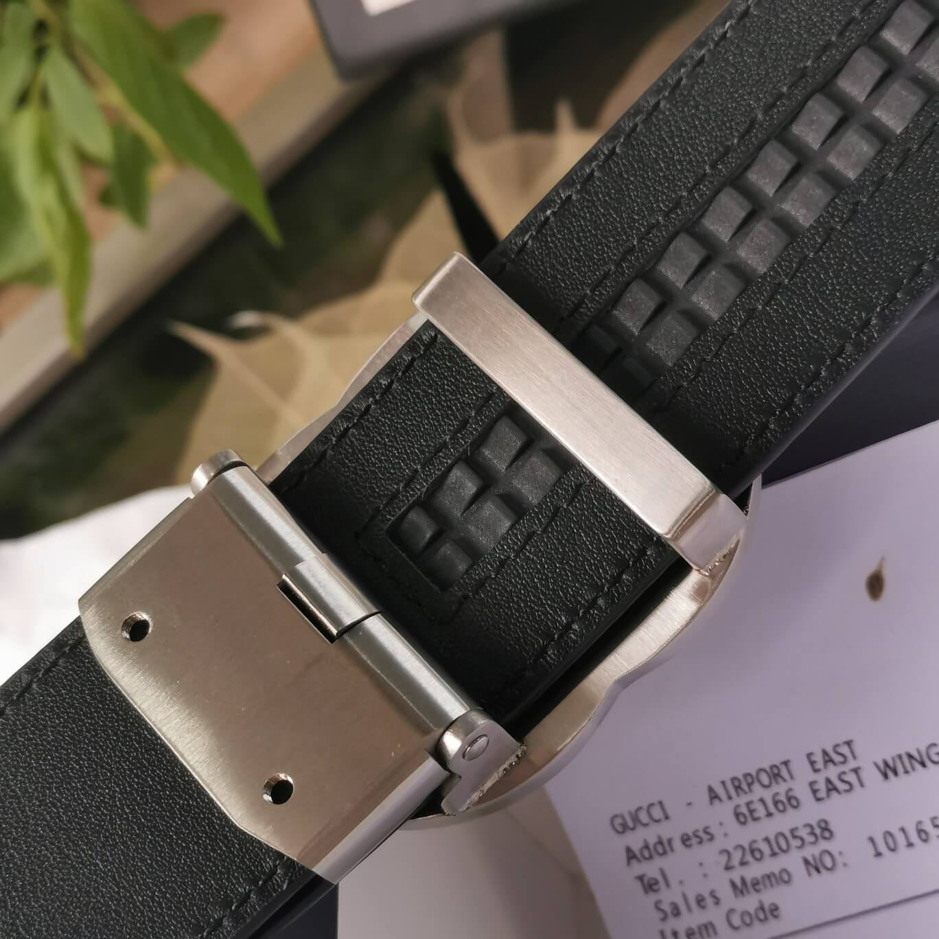 VBS BELT Cowhide leather blue Silver buckle wide 3.5cm Automatic buckle