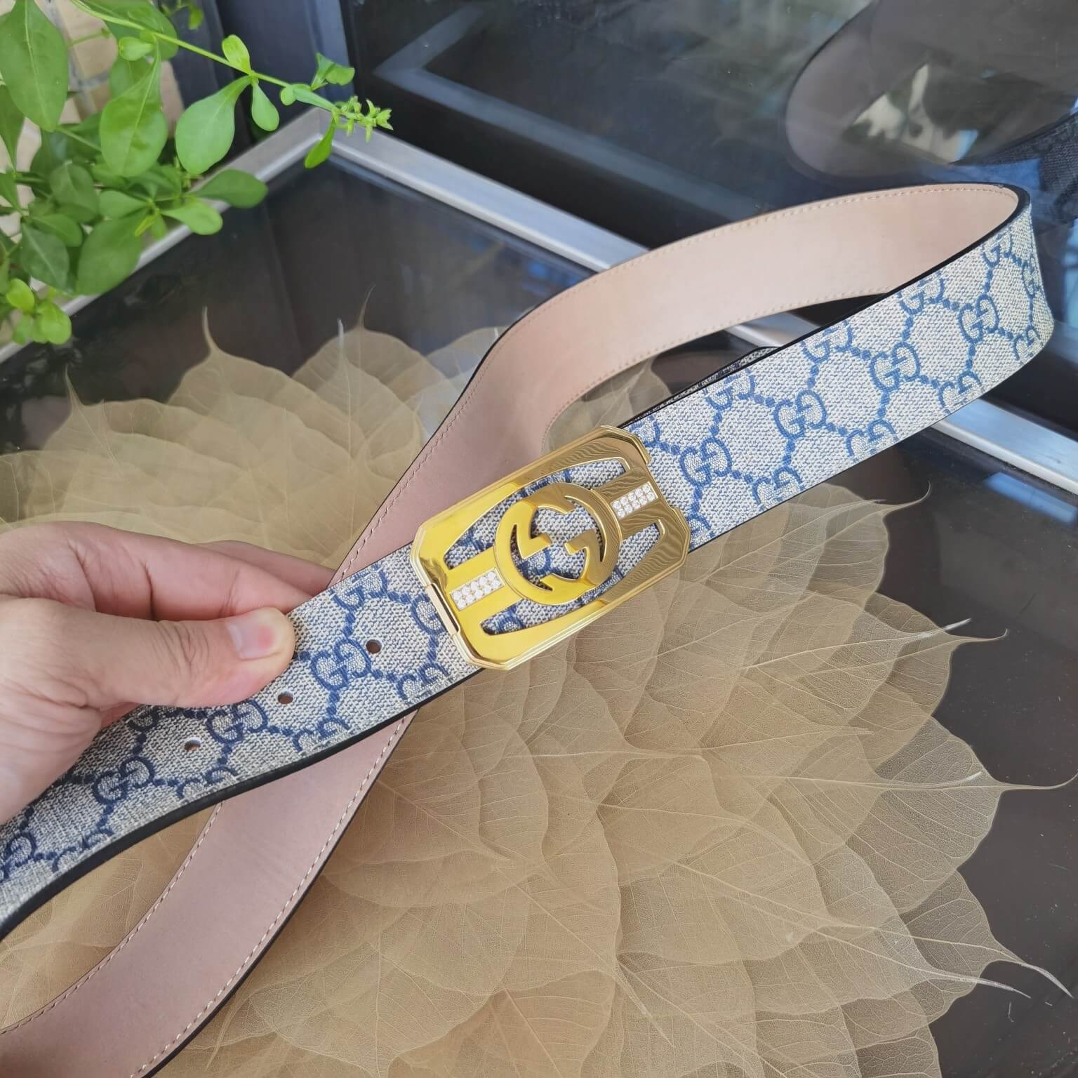 VBS BELT Cowhide leather white gold buckle wide 3.8cm Popular belt